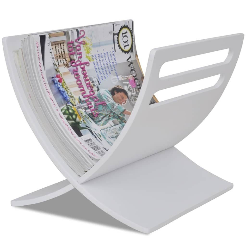 vidaXL Zeitungsständer aus Pappelsperrholz in Weiß (LxBxH: 29,5x29,5x26,5 cm)