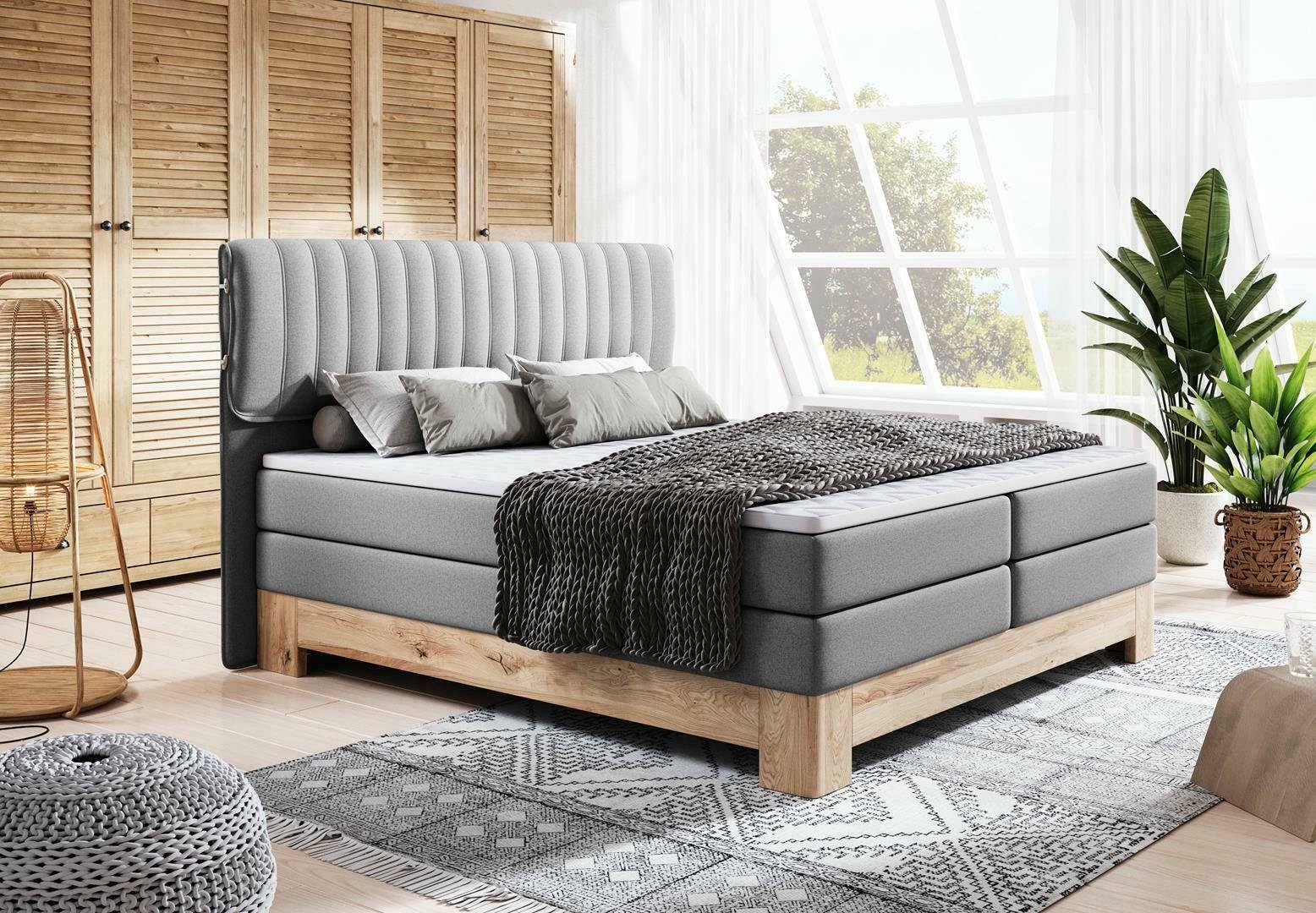 JVmoebel Bett, Boxspringbett Design Bett 200x200 Holz Doppel Schlafzimmer  Neu