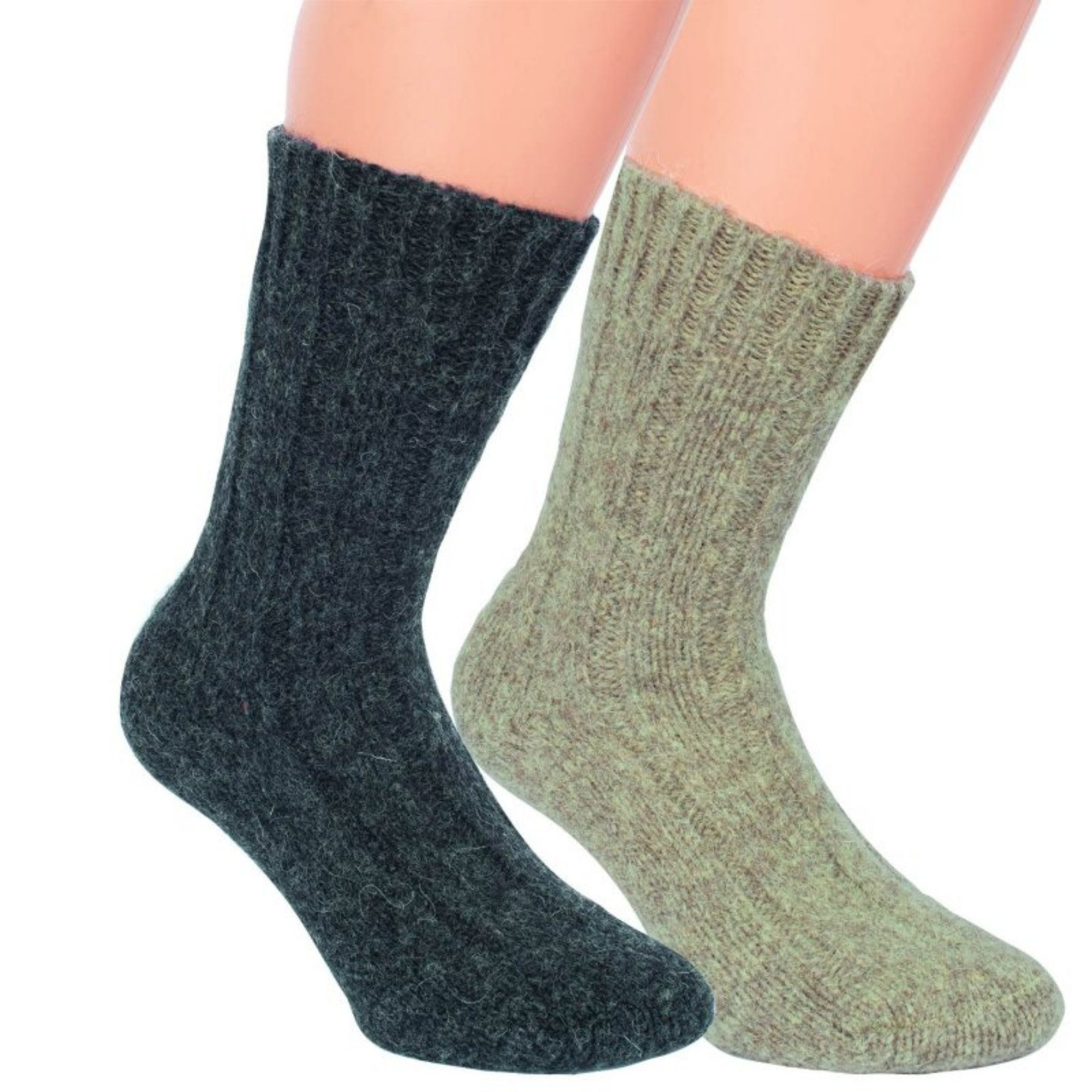 RS Harmony Socken WILMA Wollsocken 92% Wolle extra dick 2 Paar (Packung, 2 Paar: 1 Paar Natur und 1 Paar Anthrazit) 92% Wolle, extra dick und rustikale Strickoptik