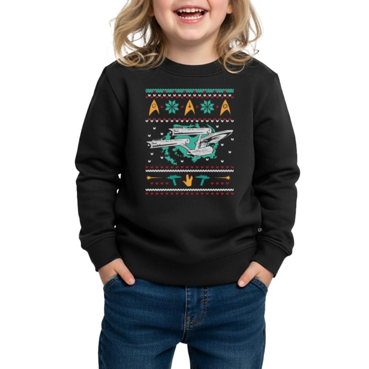 Sweatshirt Star Trek Raumschiff Enterprise Ugly Christmas Kinder Premium Pullover