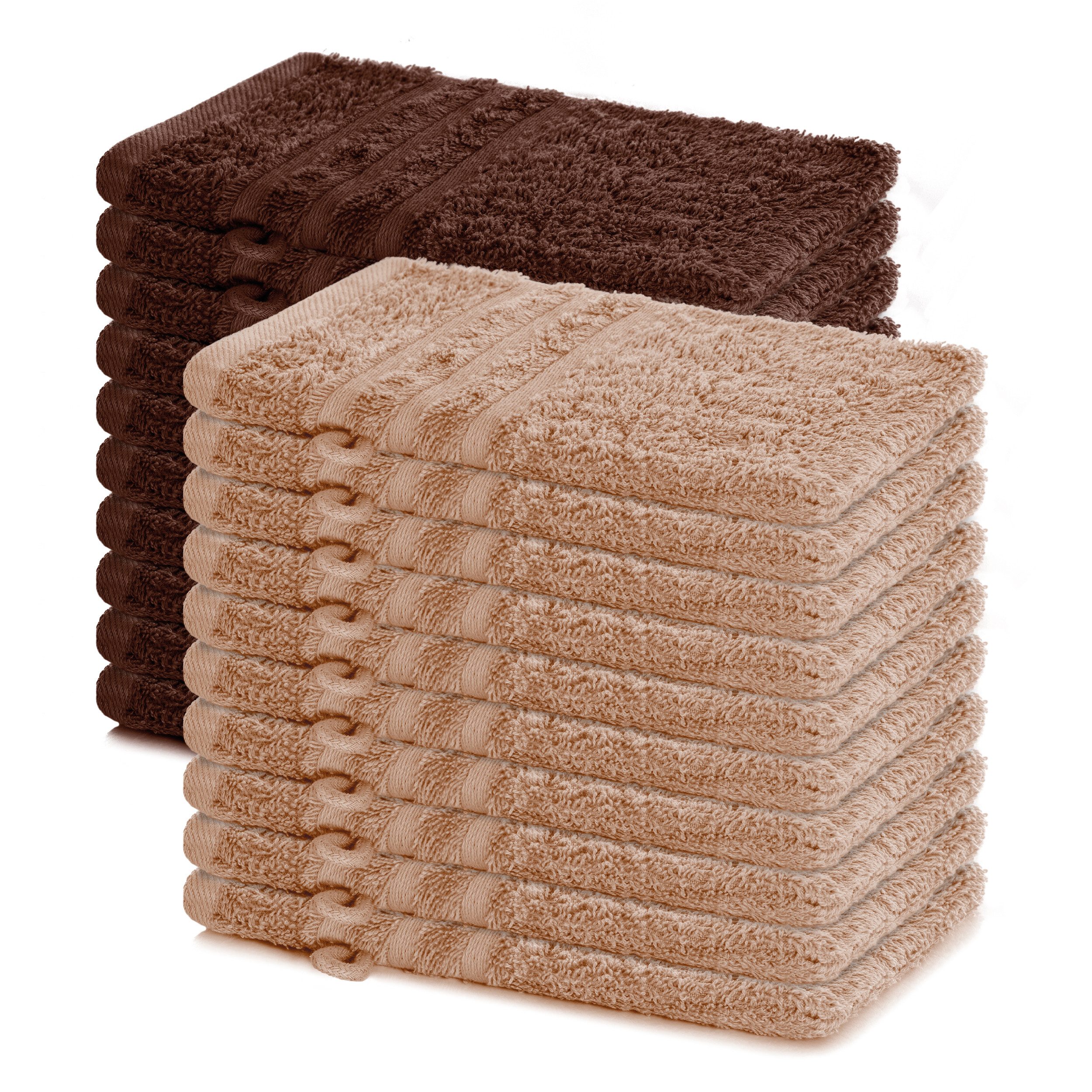 Lavea Waschhandschuh 20er Set Waschhandschuhe, 15 x 21 cm, Elena-Frottierserie, Waschlappen, (20-St), 500 g/m² Frottier, weich & saugstark, pflegeleicht