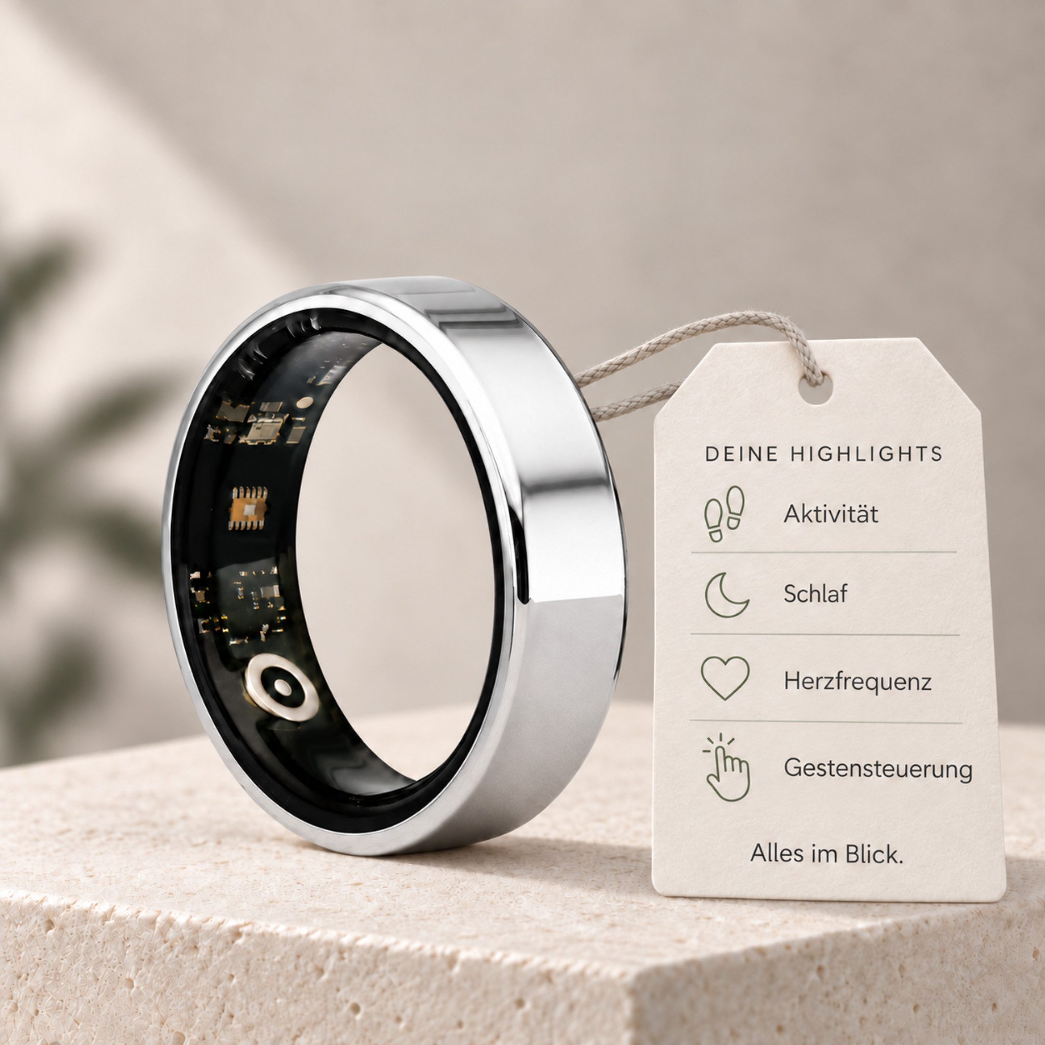 HS.SUPPLY Smart Ring Smart Ring Fitnessring mit Schlaftracking, Pulsmessung & Bluetooth (Komplett-Set), Aktivitäts- & Schlaftracking, Herzfrequenzmessung, Sauerstoffsättigung
