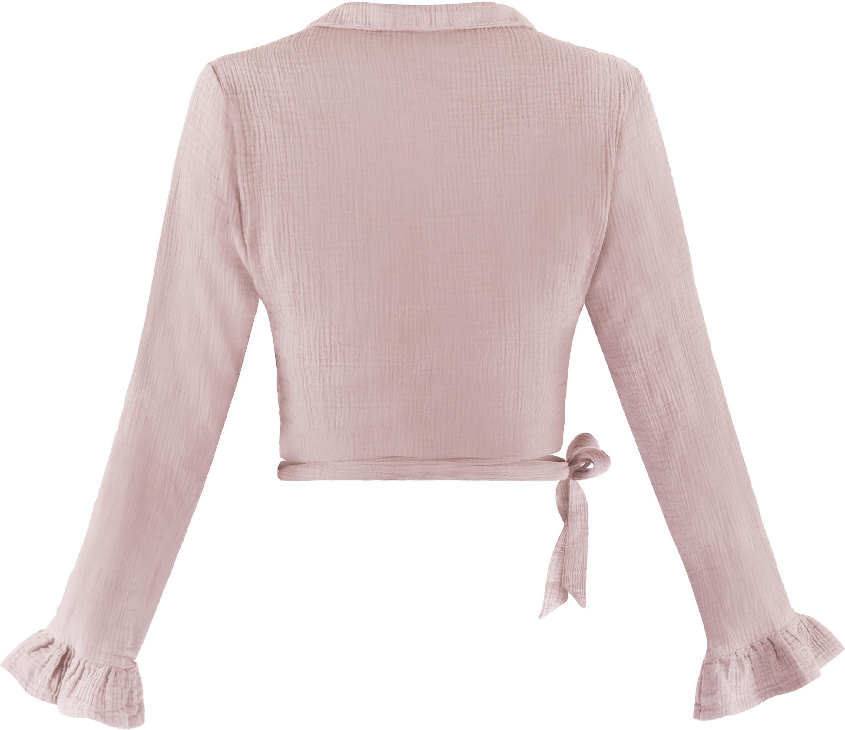 Janice Langarmbluse Musselin Hemd Chalandri Sommerbluse Bluse mit Bindeband