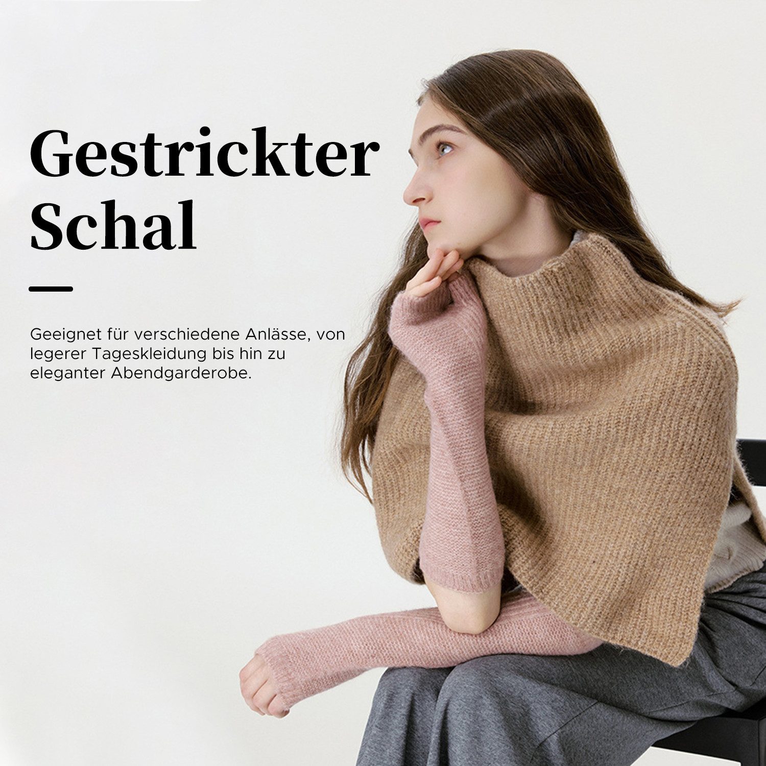 Refttenw Modeschal Weicher Strick Umhang Winterschal- Warme Basics mit Seitlichen Knöpfen