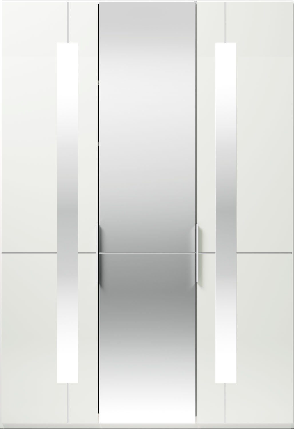 Imola GALLERY Glas- M Kleiderstangen, mit Spiegeltüren inkl. und Weiß Drehtürenschrank Musterring Einlegeböden W by branded und