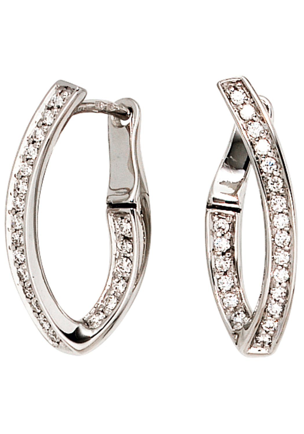 JOBO Paar Creolen, 585 Weißgold mit 42 ...