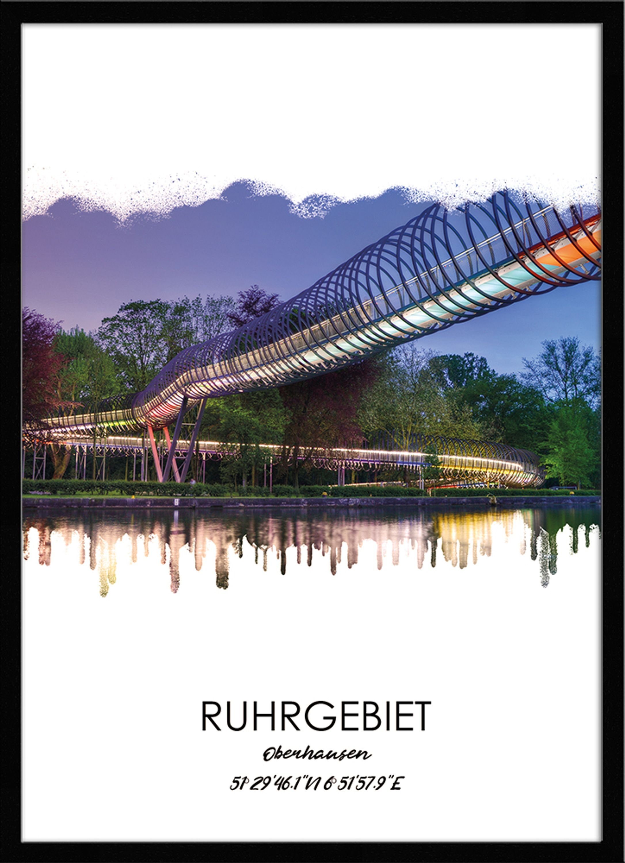Bild Ruhrgebiets-Städte: gerahmt Oberhausen mit / Stadt Oberhausen, Design-Poster Rahmen artissimo 51x71cm Bild / Rahmen mit