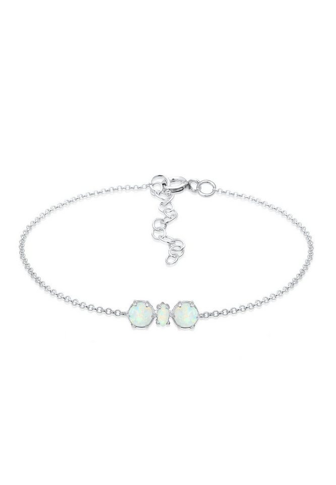 Elli Armband Armkettchen Synthetischer Opal Trend 925 Silber, In sehr  hochwertiger Juweliersqualität gefertigt