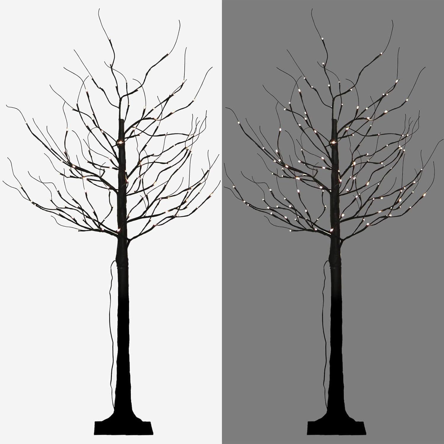LED Baum 150 cm hoch schwarz 120 LED warmweiß Weihnachtsdeko mit Timerfunktion
