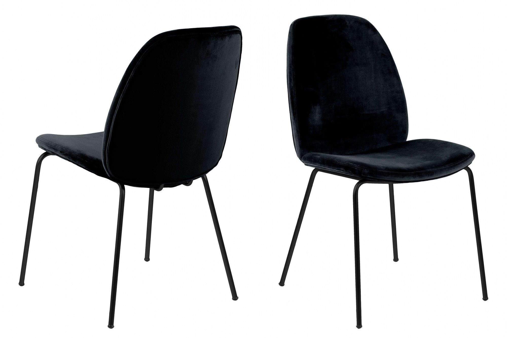 GROUP Sitzhöhe: Schwarzem Stahl, schwarzem 47 cm 2er-Set, Samtbezug, Beinen ACTONA Esszimmerstuhl,