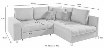 Mr. Couch Ecksofa Tobi, wahlweise mit Kaltschaum (140kg Belastung/Sitz), RGB-LED-Beleuchtung