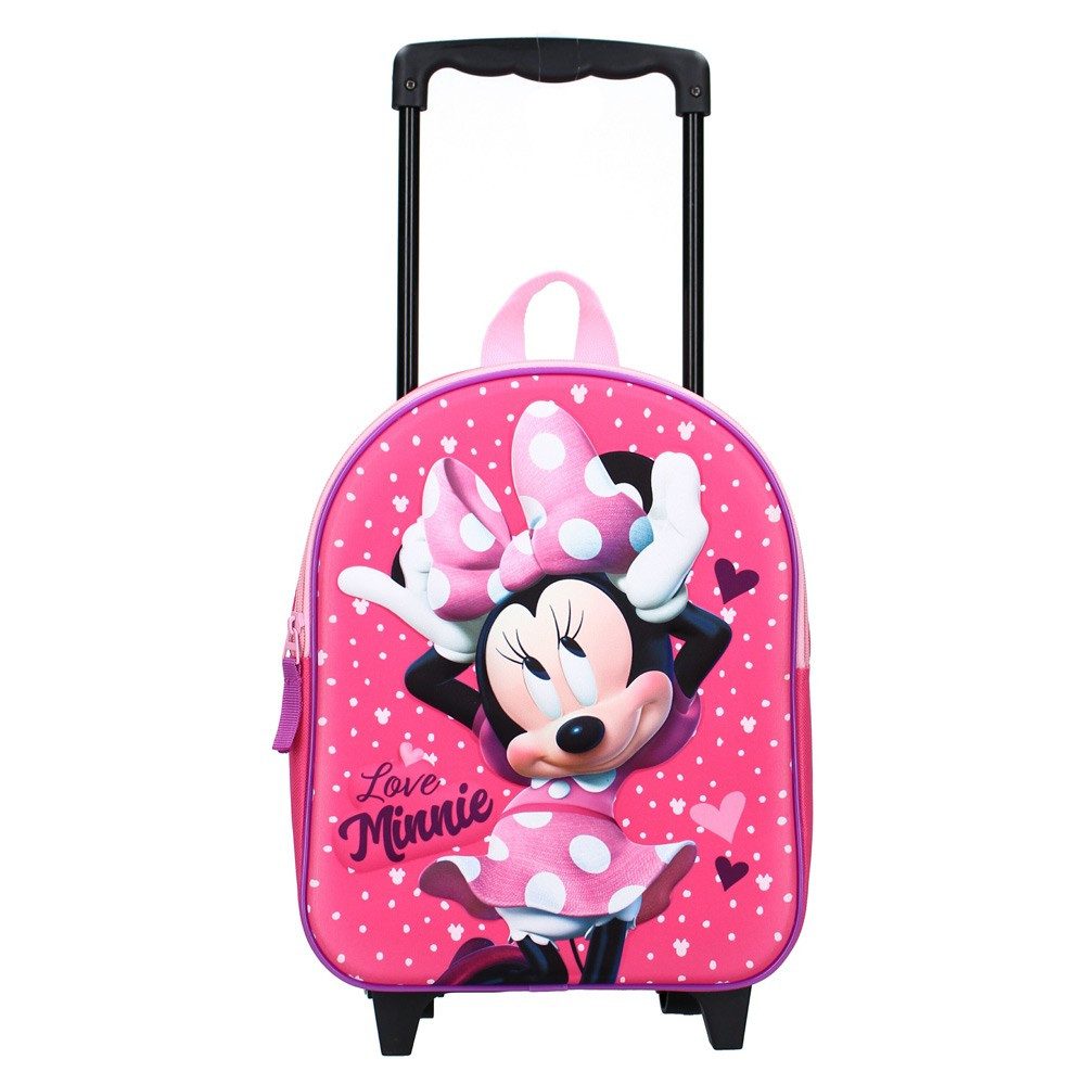 Vadobag Kinderrucksack Minnie Maus 3D Trolley 33 cm Rucksack Minnie Mouse Strong Together (088-1690), Kinder Reisekoffer, mit schönem dreidimensionalem Bild, Red Rosa