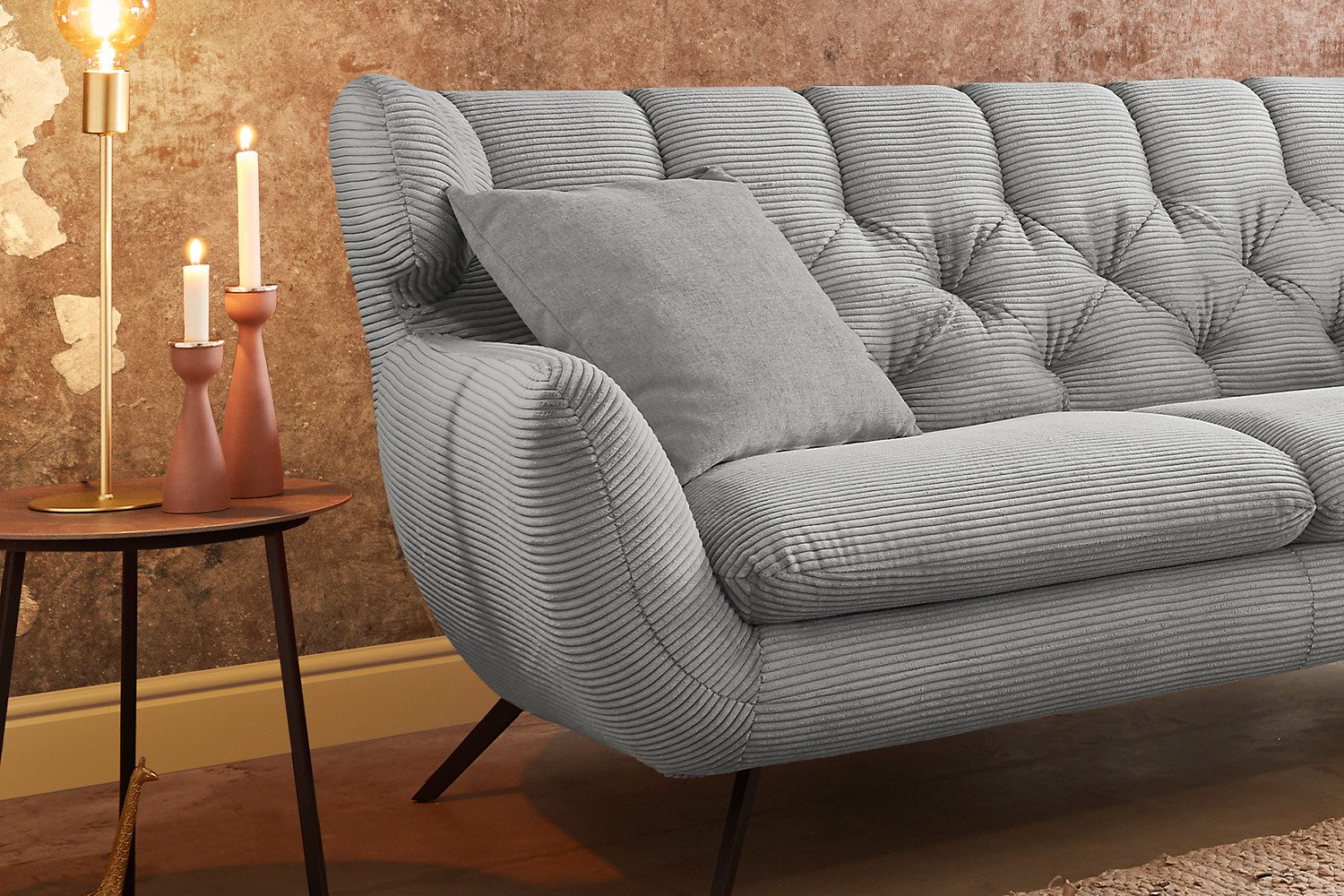 KAWOLA Sofa CHARME, Couch 2-Sitzer oder 2,5-Sitzer, Velvet oder Cord, verschiedene Farben