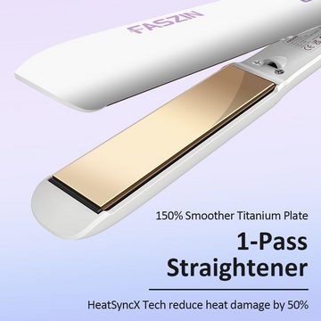 Faszin Glätteisen 2 in 1 Locken & Glätten 20s Schnellaufheizung Titanplatten Ionen Keramik-Beschichtung, 3D-Schwebepanel verhindert Haarziehen, mit LCD-Display, 130°C-230°C