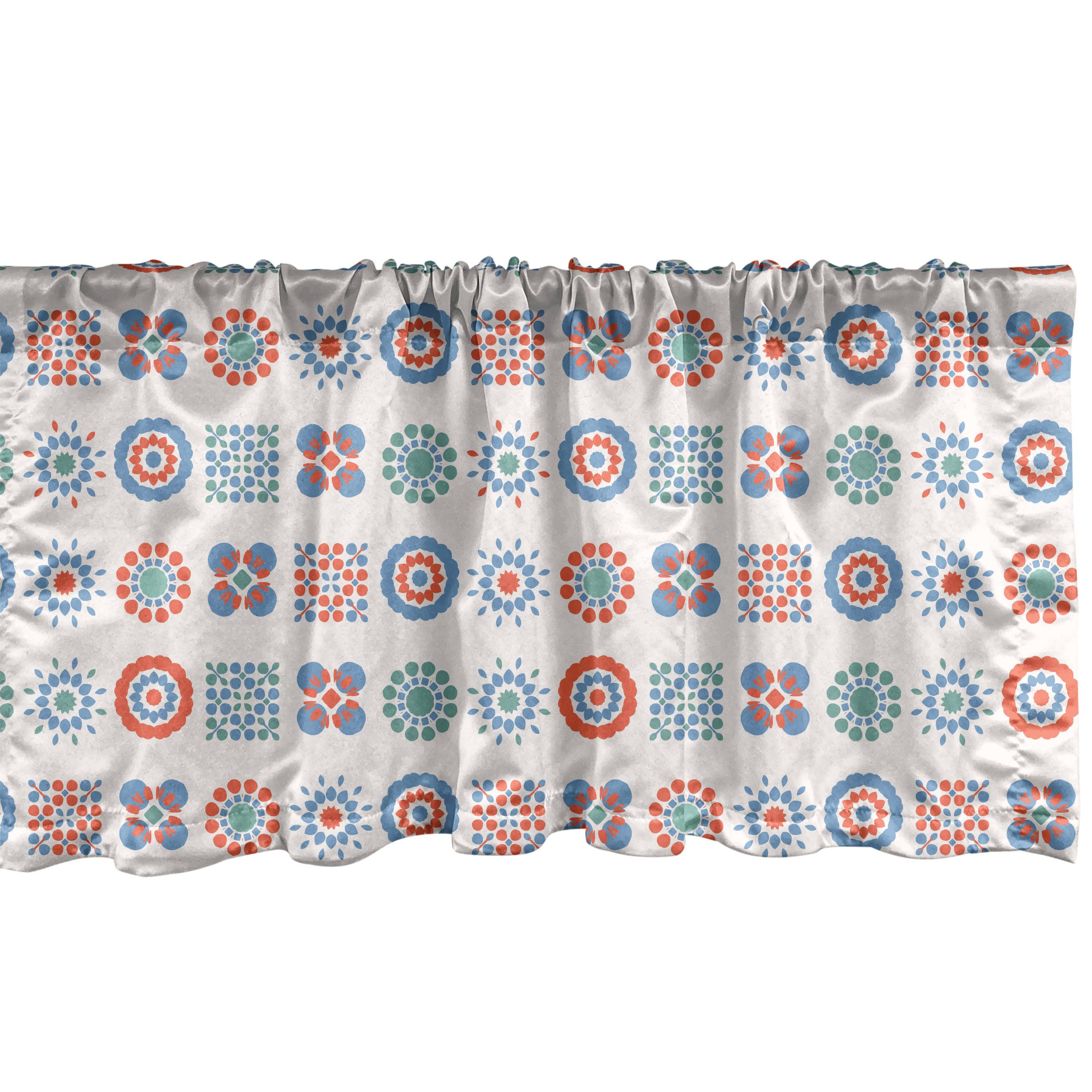 Scheibengardine Vorhang Volant für Küche Schlafzimmer Dekor mit Stangentasche, Abakuhaus, Microfaser, Antique Oriental Folk Boho Symbole
