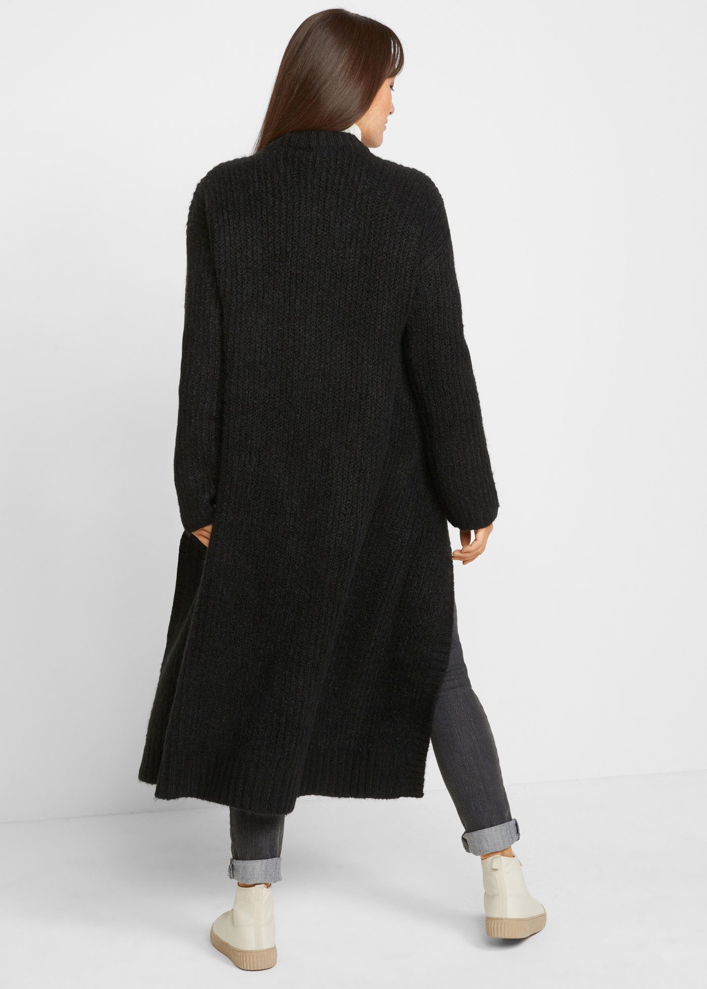 bonprix Strickmantel aus Baumwollmischung, Oversize-Look, Loose fit, unifarben