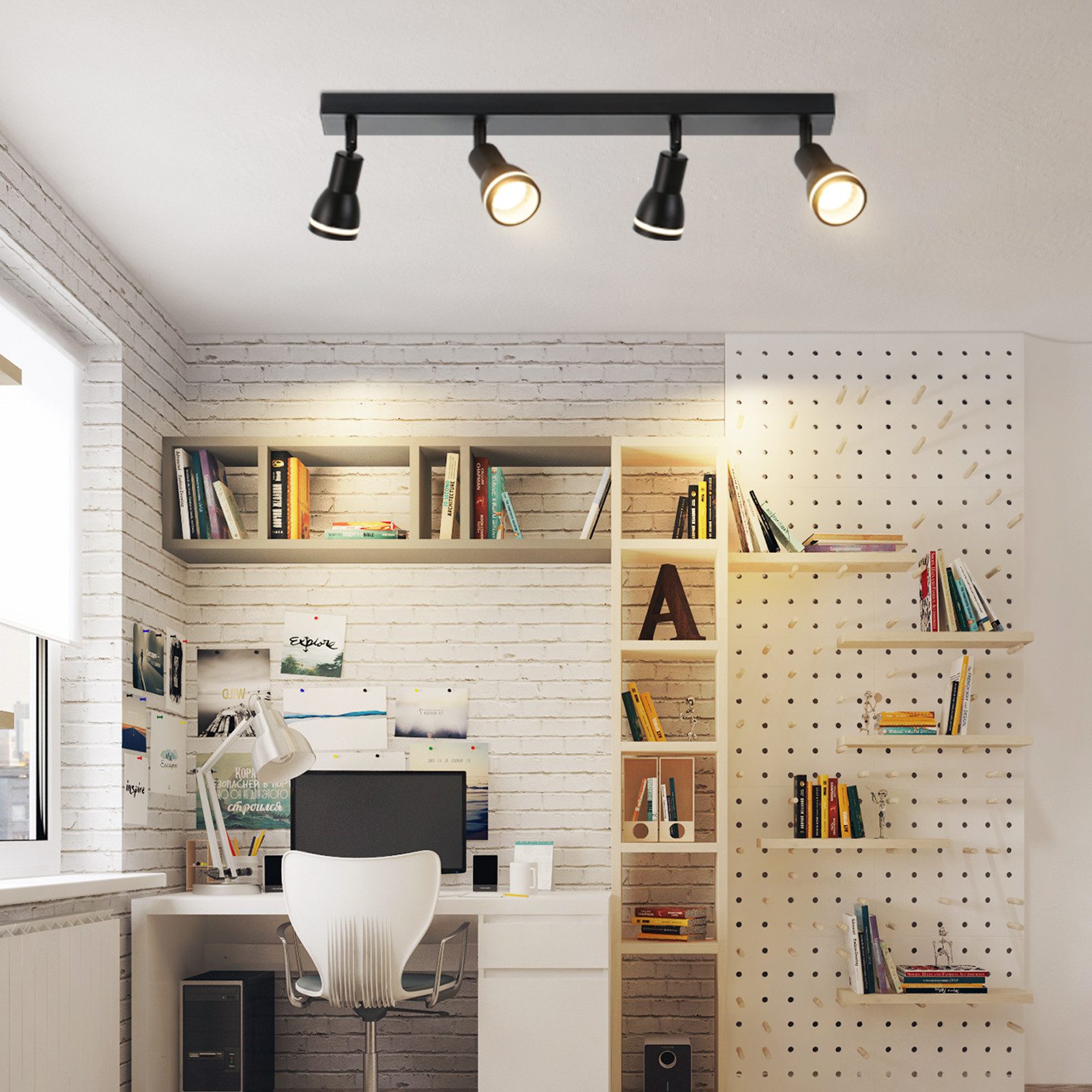 ZMH Deckenstrahler 4-Flammig Metall GU10 Deckenlampe Modern Spots für Esszimmer Büro, Einfache Installation, ohne Leuchtmittel
