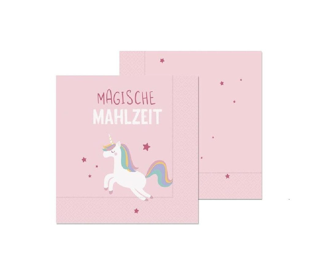 La Vida Serviettenhalter 20er Set Kinder Servietten Einhorn 33x33cm 1303311