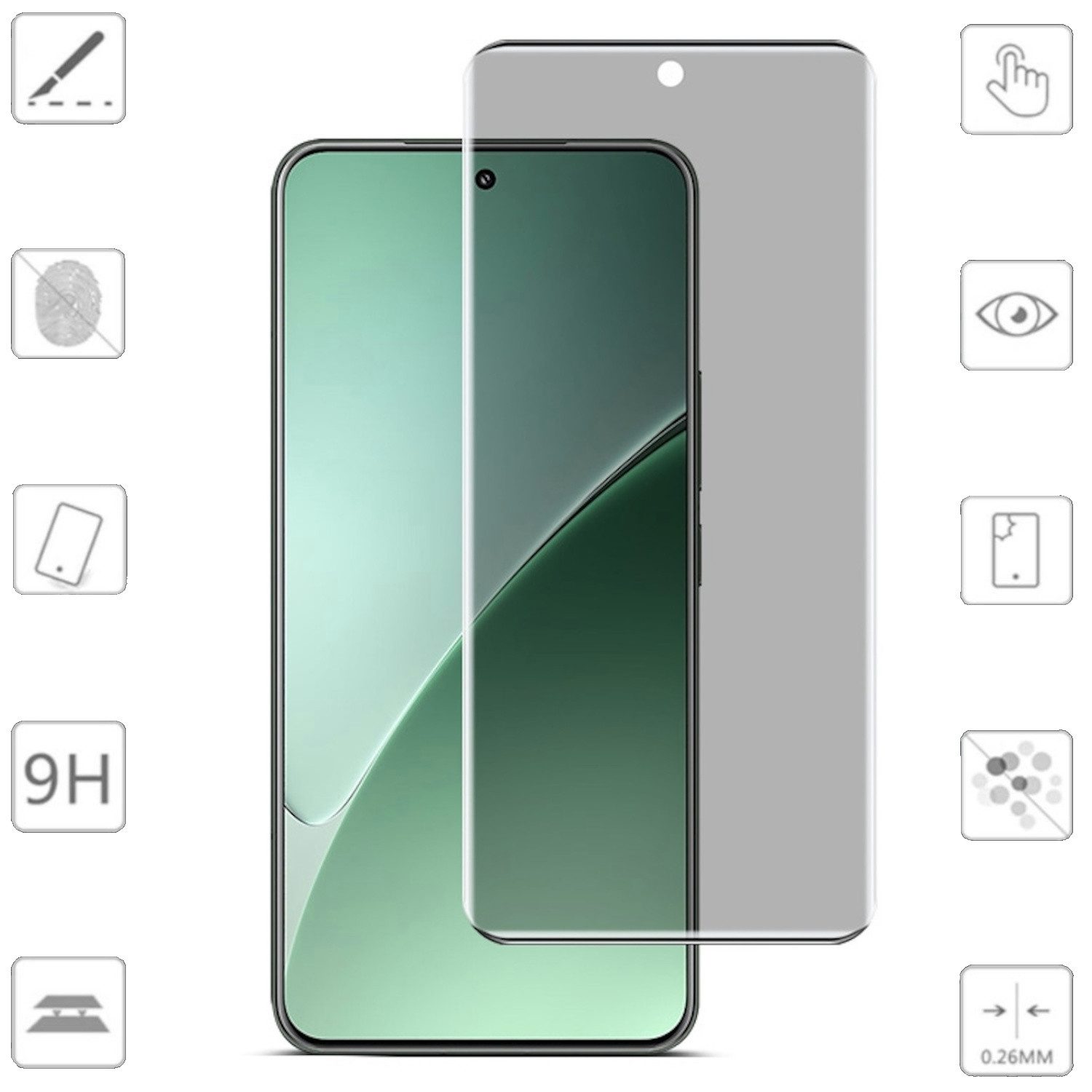 Handyhülle Für Xiaomi 15 Pro / 15 Ultra 4D Privacy Full Curved Hart Glas Schutz