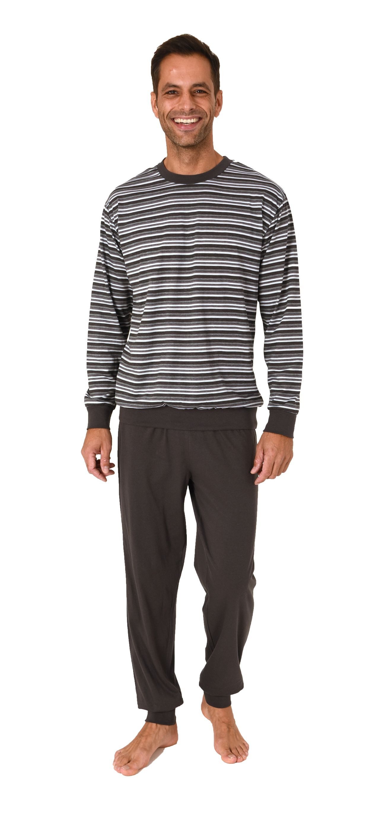 Normann Pyjama Normann Herren Schlafanzug langarm mit Bündchen in Streifeno günstig online kaufen
