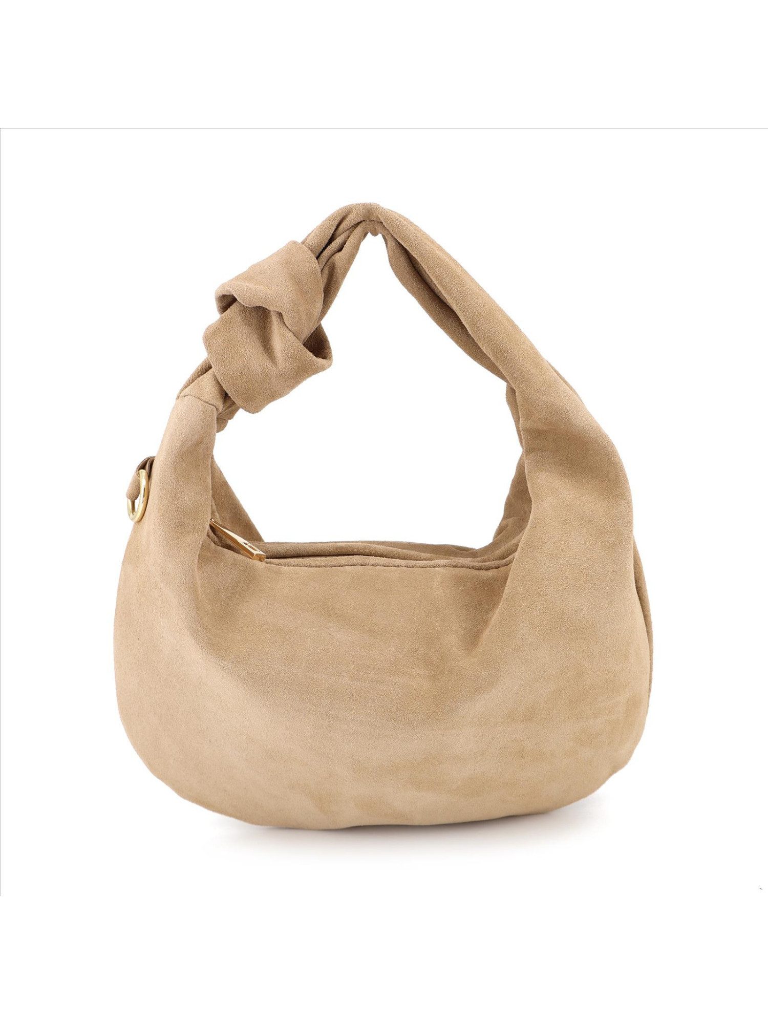 BRISE TASCHE Schultertasche Elegante Hobo Bag aus 100% Wildleder – Schultertasche mit Knoten, Knoten am Henkel, Trendige Hobo Bag Form, Weiches Wildleder