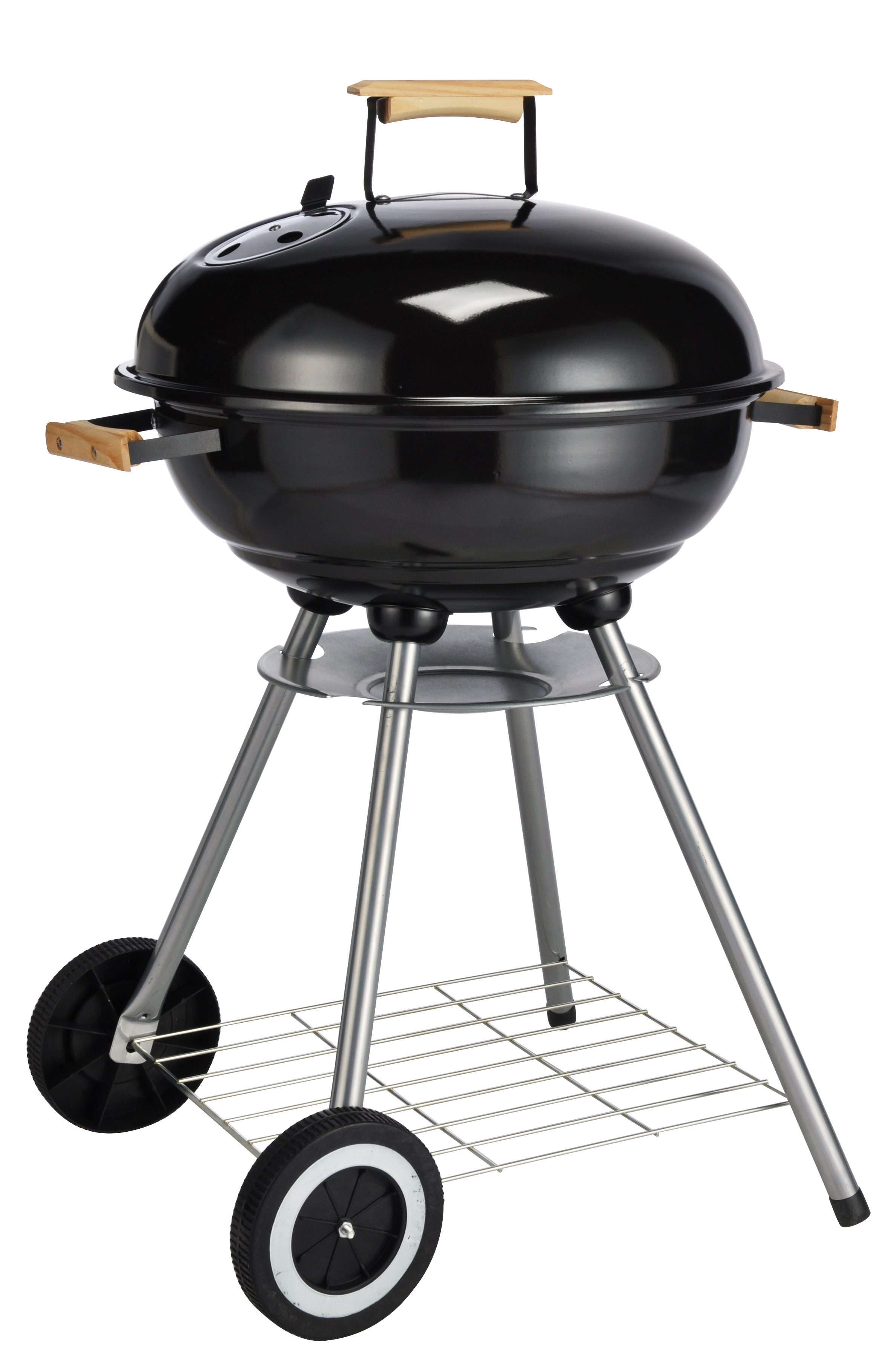 Rungassi Holzkohlegrill XXL Kugelgrill mit Räder Edelstahl Holzkohlegrill Ø48cm, H 79cm