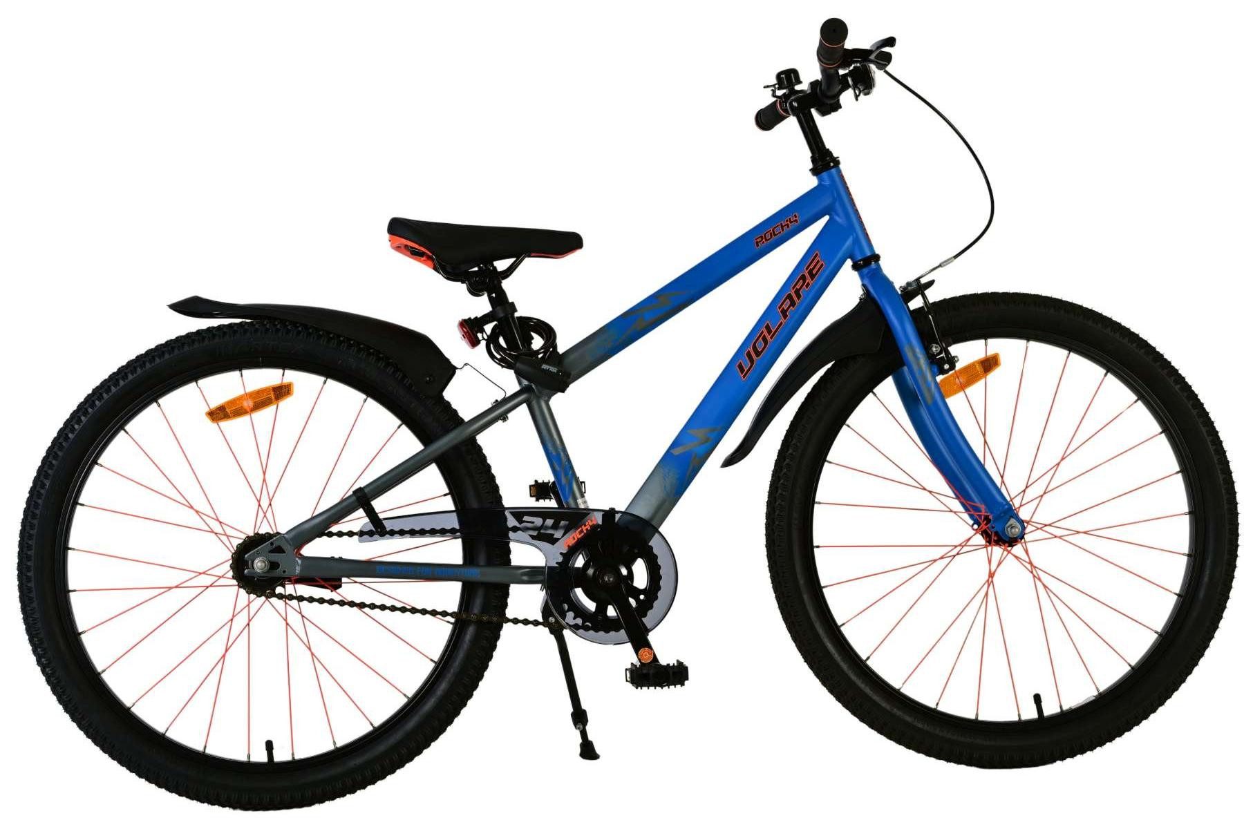 Volare Kinderfahrrad Volare Rocky Kinderfahrrad für Jungen - 24 Zoll in Blau, Vorderradbremsen, höhenverstellbarer Sattel, Reflektoren