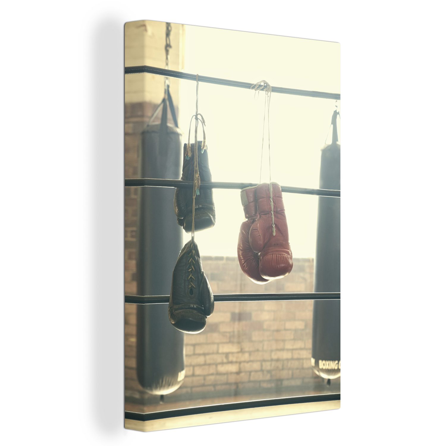 OneMillionCanvasses® Leinwandbild Boxen - Gemälde, Zackenaufhänger, cm 20x30 Leinwandbild bespannt St), fertig Sport, Boxhandschuhe - (1 inkl