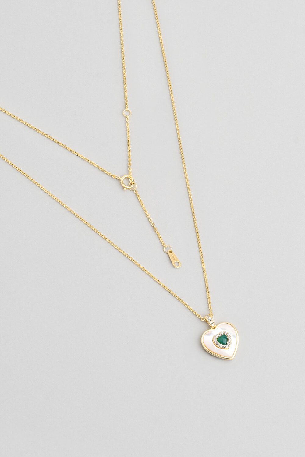 So CHIC... Kette mit Einhänger Smaragd Herz 18K Goldplattiertes Silberhalsband