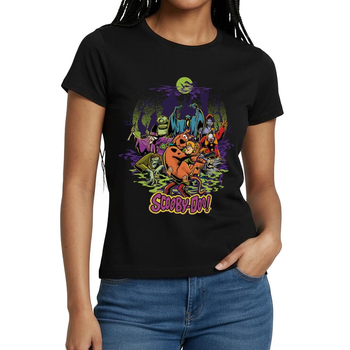 Spreadshirt T-Shirt Scooby-Doo Scooby Mit Shaggy Rogers Halloween Frauen T-Shirt (1-tlg)