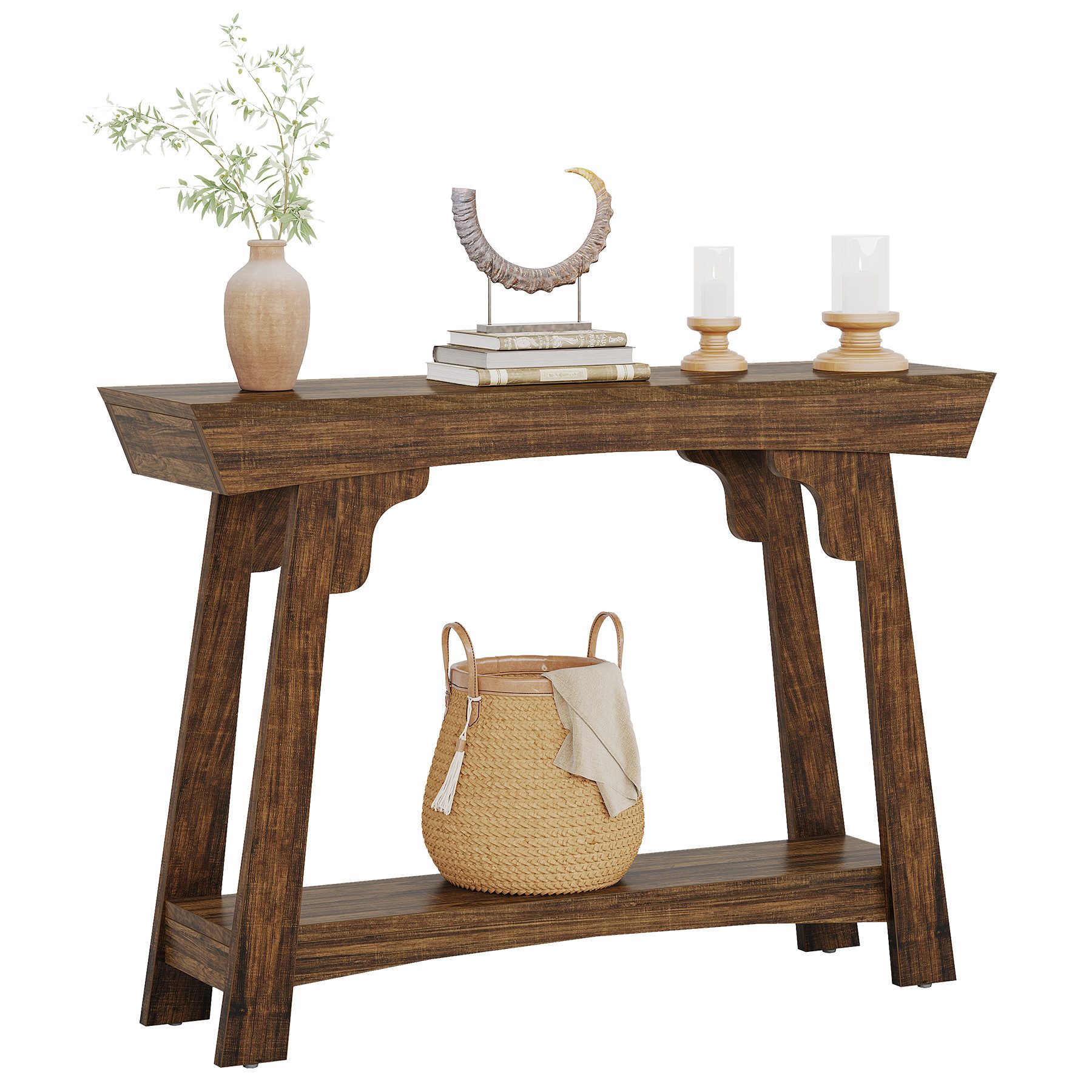 Tribesigns Konsolentisch 105cm Eingangstisch mit Lagerung, 2-Tier Holz Sofa günstig online kaufen