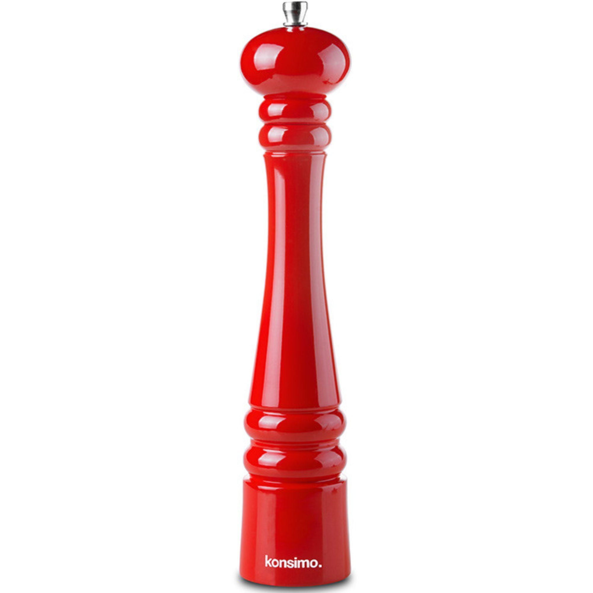 32 cm (2 Gewürzmühlen Salzmühlen aus Mechanismus rostfreiem Konsimo Salz-/Pfeffermühle manuell, Pfeffermühlen Buchenholz, Stahl rot Stück), MILOS