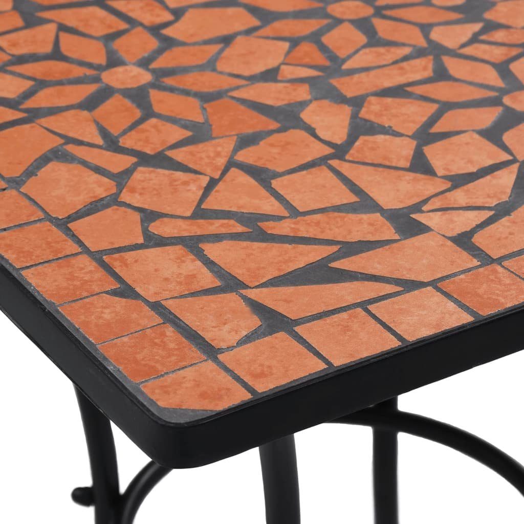 furnicato Gartentisch 60 Keramik cm Mosaik-Bistrotisch Terrakotta