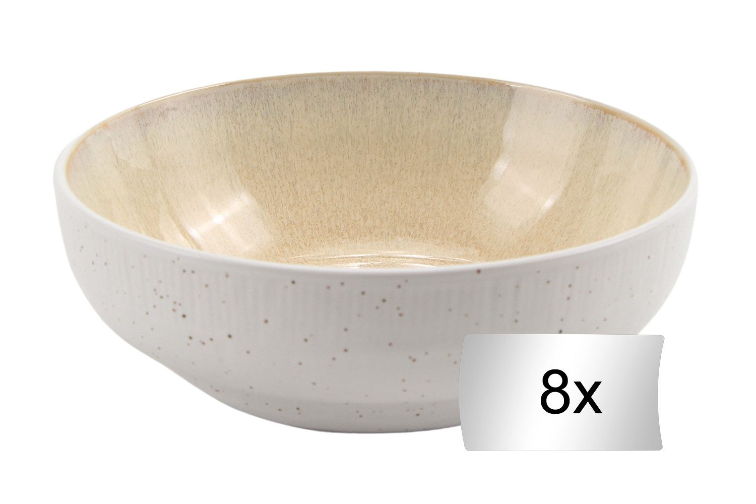 HIT Trading Schale TIZIANA, Beige, Weiß, Ø 17 cm, Steingut, (8-tlg), spülmaschinengeeignet