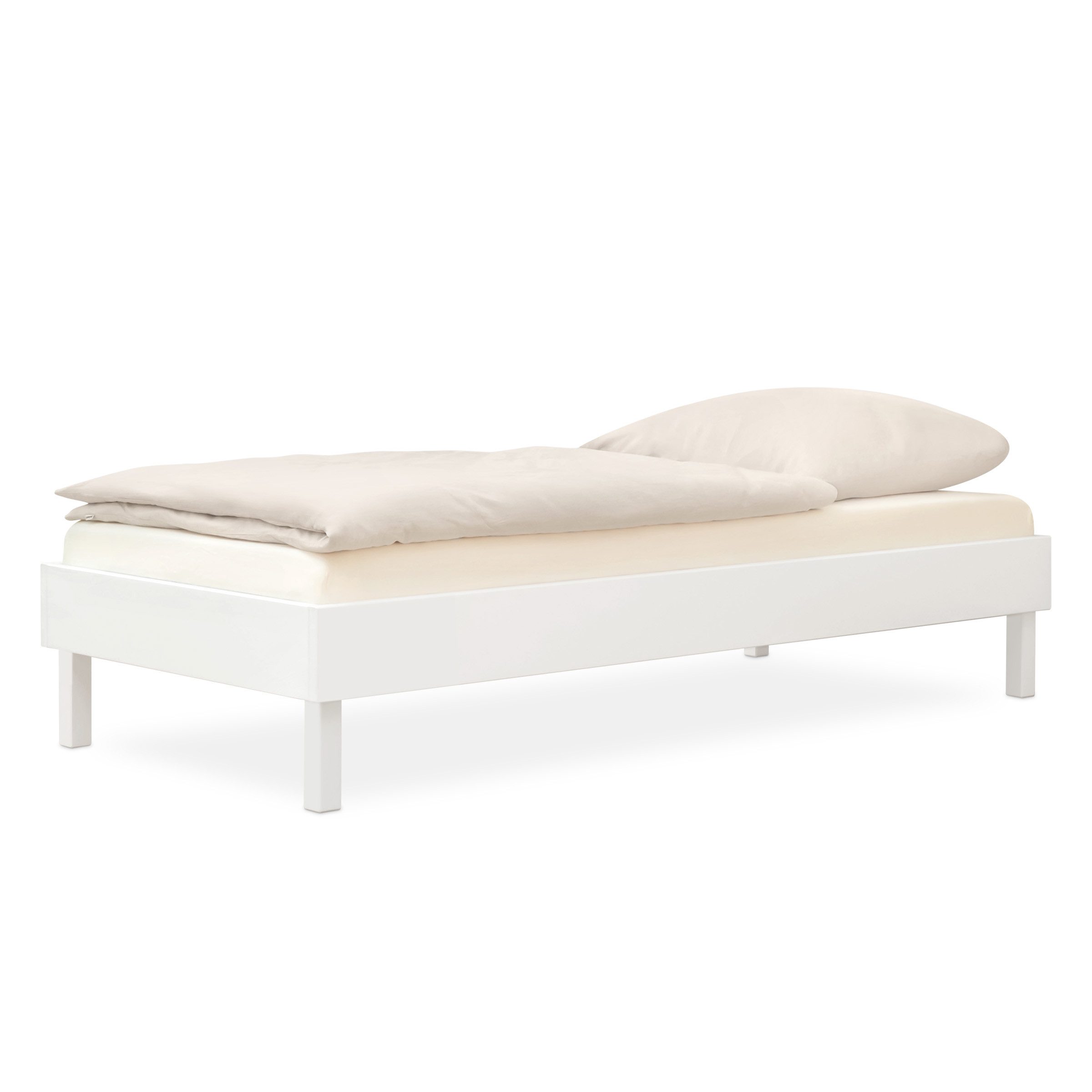 Ehrenkind Holzbett Plano, Modulares Familienbett, FSC® Zertifiziert (Einzelbett, 90x200 cm, Massives Kiefernholz weiß lackiert, modular erweiterbar mit Zubehör und weiteren Plano Betten), 2‑in‑1 Höhe (Bodenbett oder Standard)