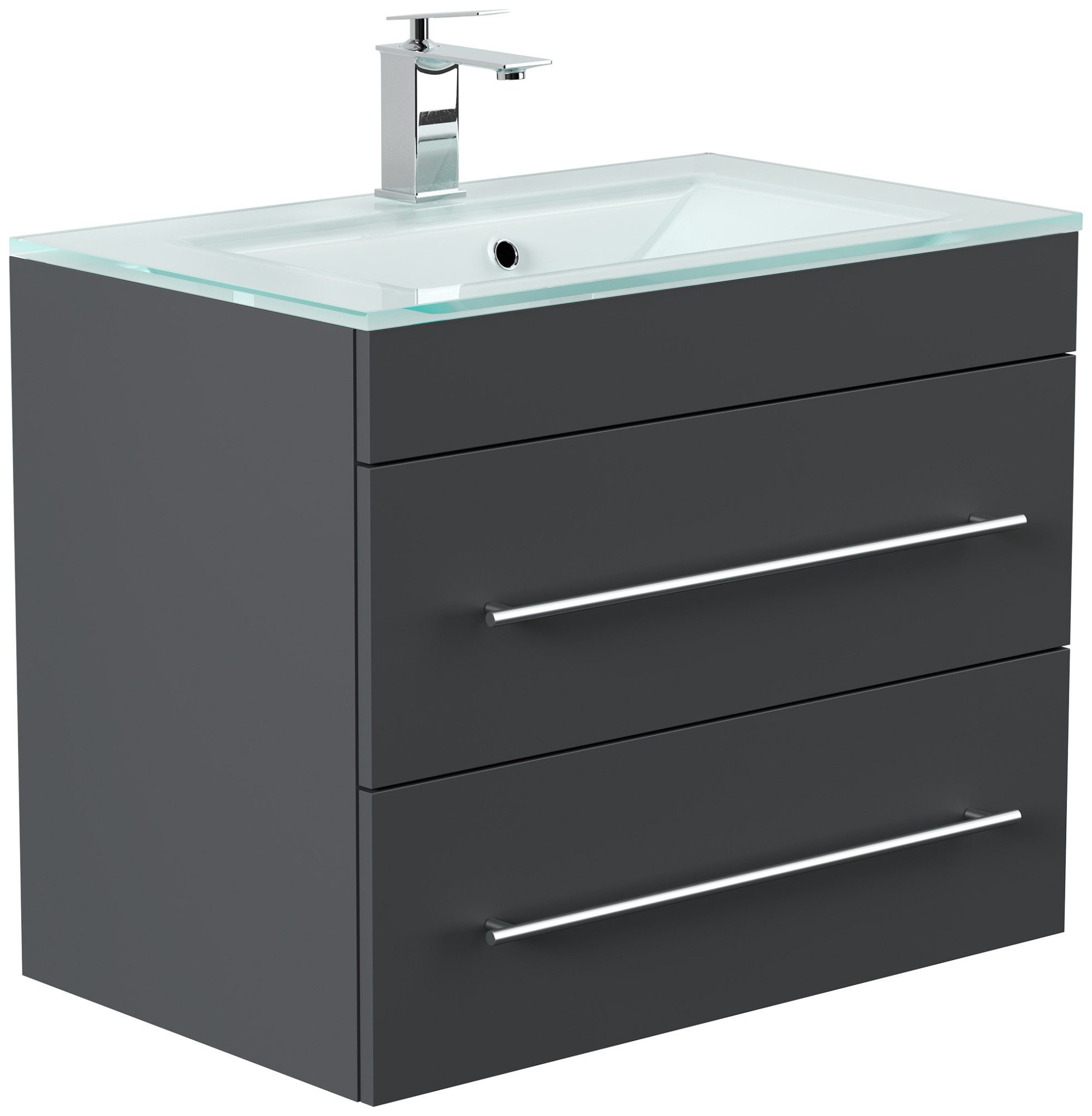 Magnolia Home Waschtisch Badmöbel Vitro 750 mit Glaswaschbecken SoftClose grafit