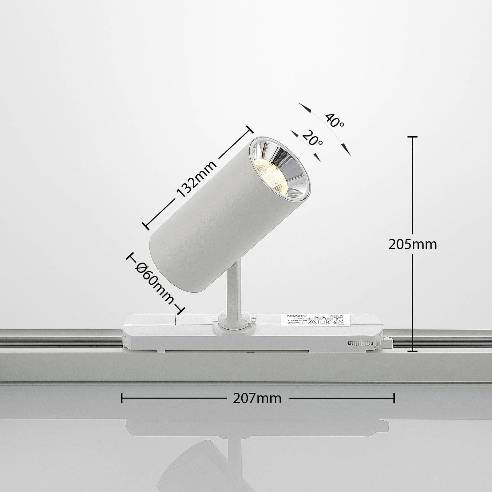 Arcchio Schienensystem-Leuchten Vedro, weiß, Leuchtmittel inkl. Modern, Aluminium, cm, Kunststoff, 20.7