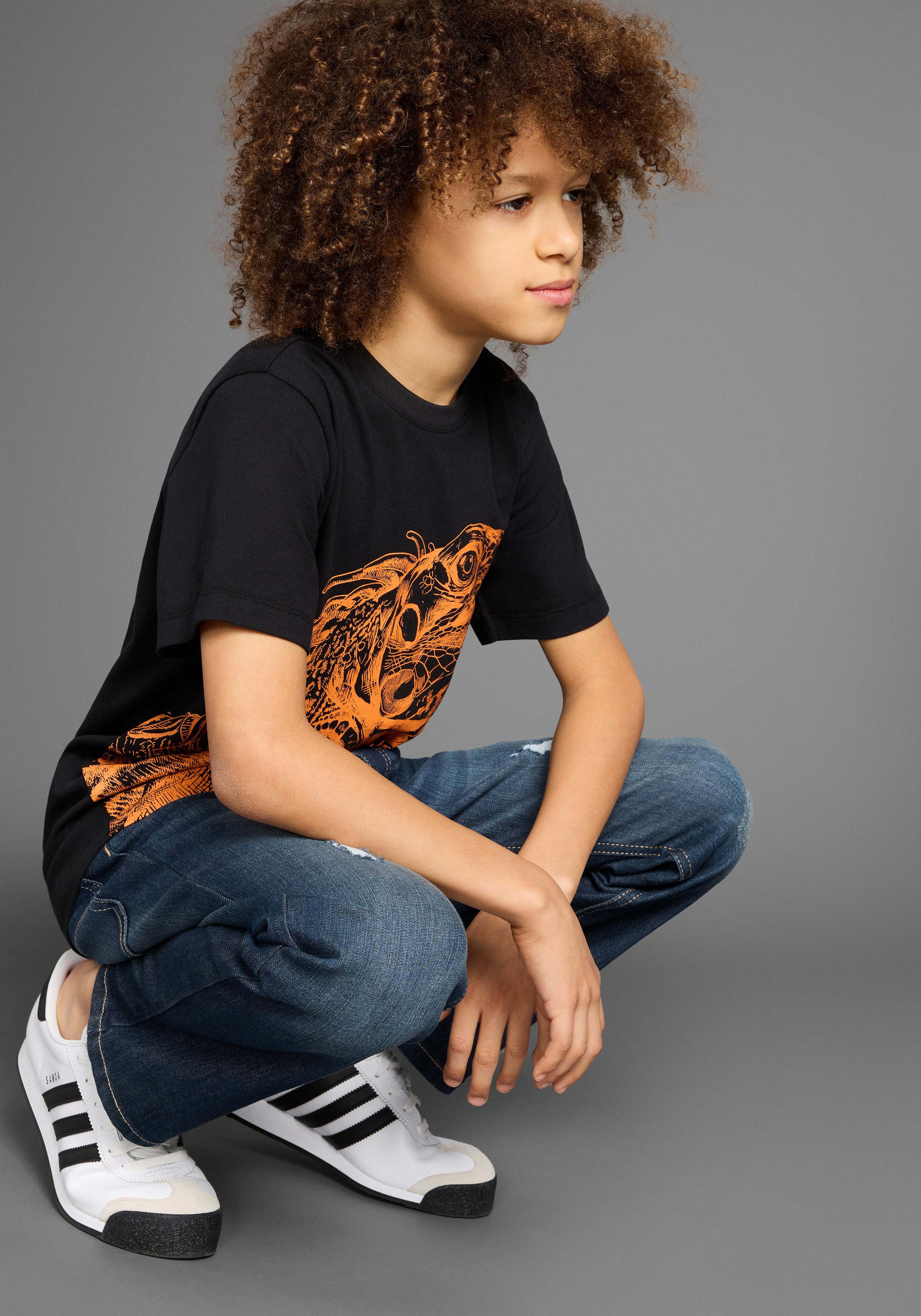 KIDSWORLD T-Shirt GECKO Kurzarm, Basic-Passform, bedruckt, Rundhalsausschnitt