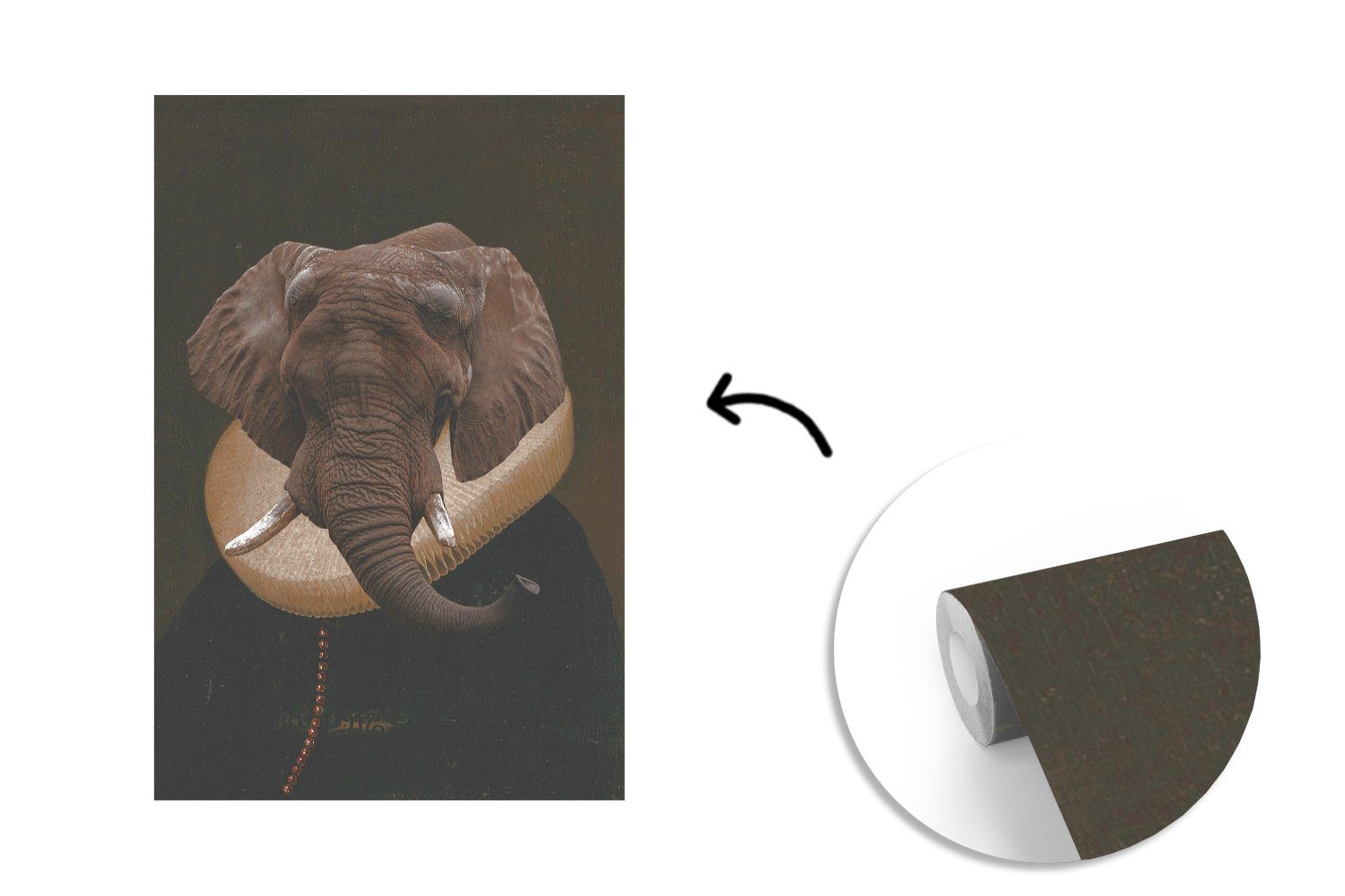 - Wandtapete MuchoWow - Alte St), Montagefertig (3 Matt, Fototapete Tapete bedruckt, Vinyl Elefant, für Ölgemälde Wohnzimmer, Meister