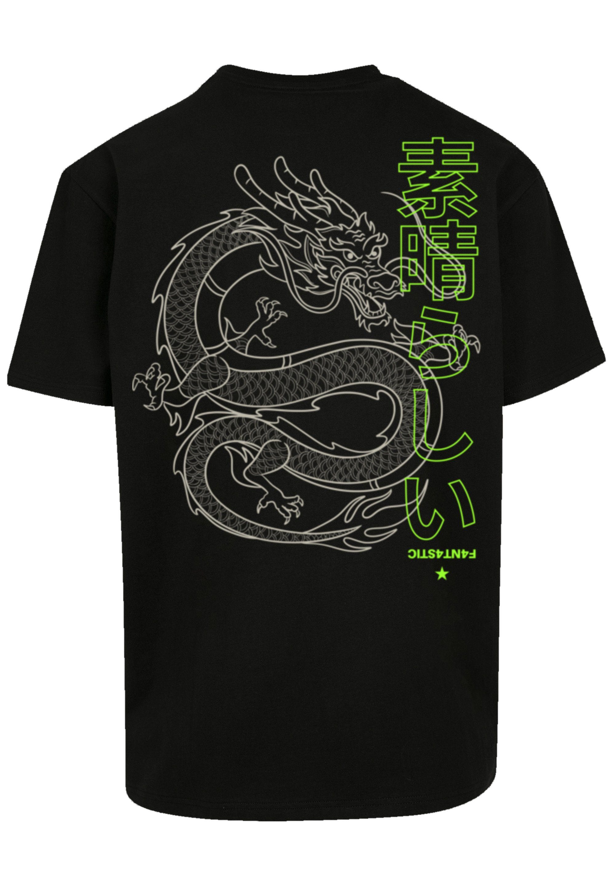 F4NT4STIC T-Shirt PLUS SIZE Drache Dragon Japan Print schwarz