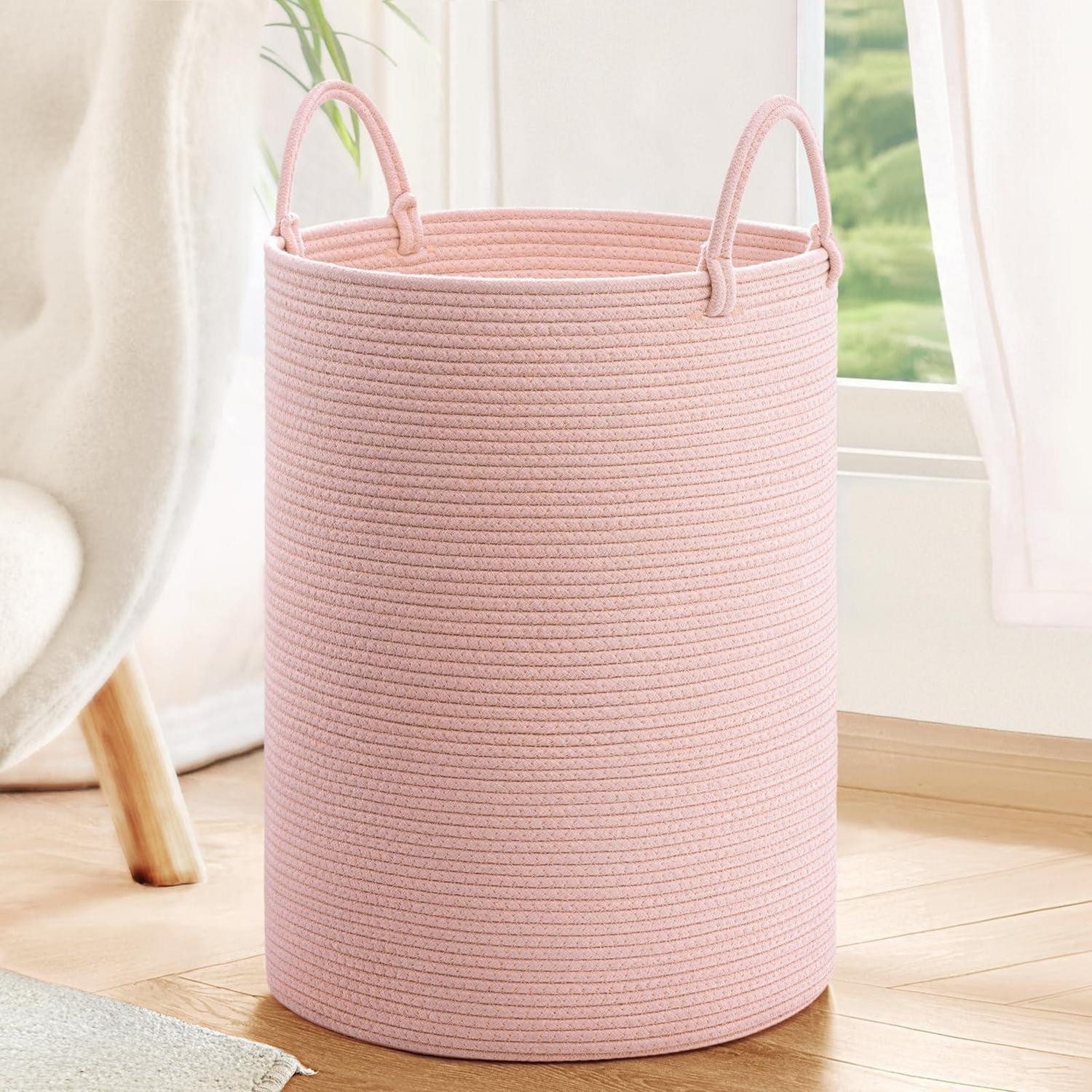 LuxusKollektion Wäschekorb Wäschekorb Seil Kinderzimmer Spielzeug 35x50cm Rosa (1 St)