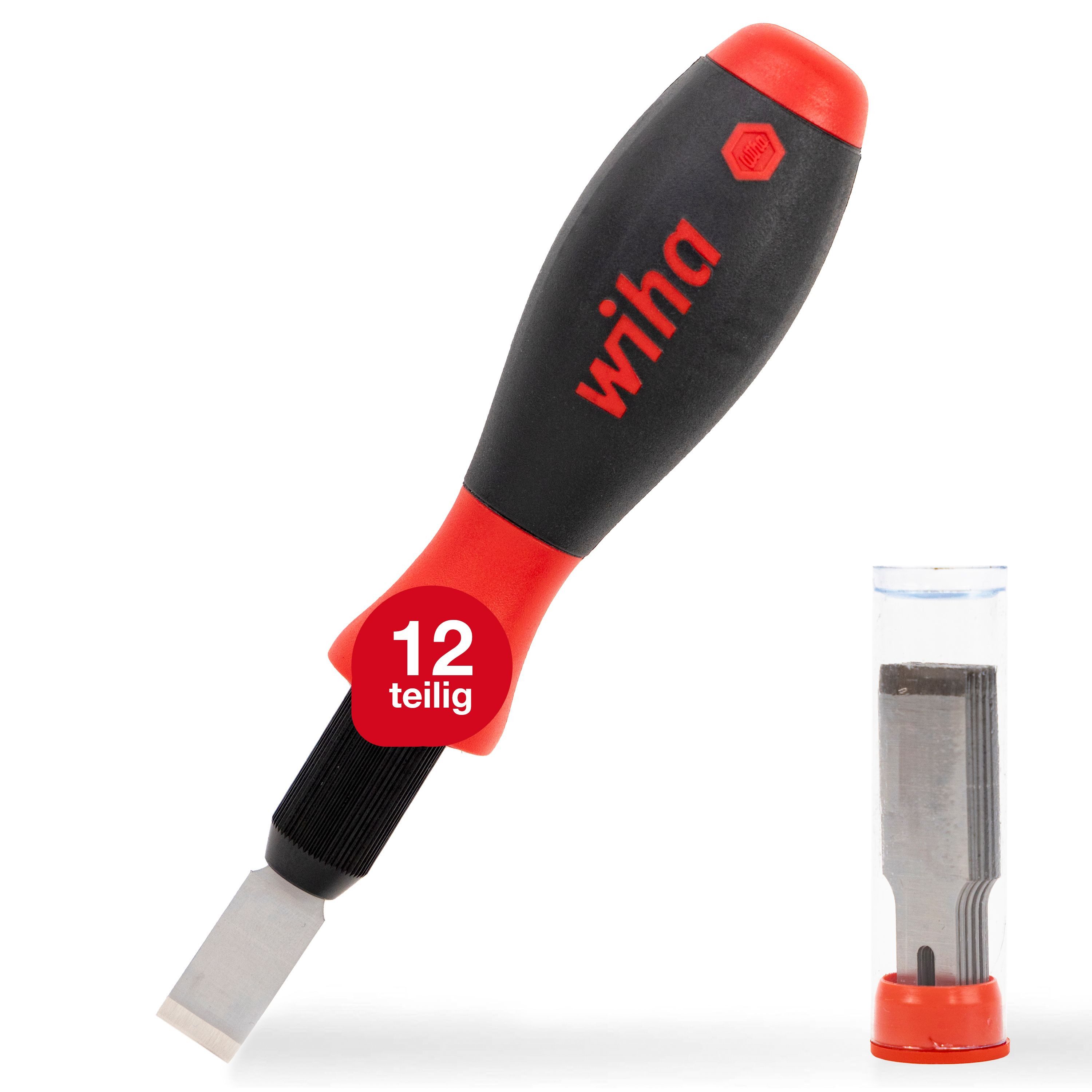 Wiha Universalschaber SoftFinish® (26920) - 12 tlg. 12-teilig, 10 Ersatzklingen, 13 mm Breite