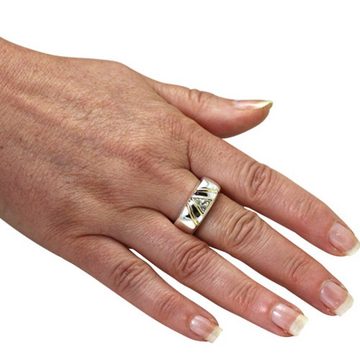 SKIELKA DESIGNSCHMUCK Silberring Silber Ring mit Dreieck Diamant 0,59 Karat (Silber 925 / Gelbgold 585) (1-tlg), hochwertige Goldschmiedearbeit aus Deutschland