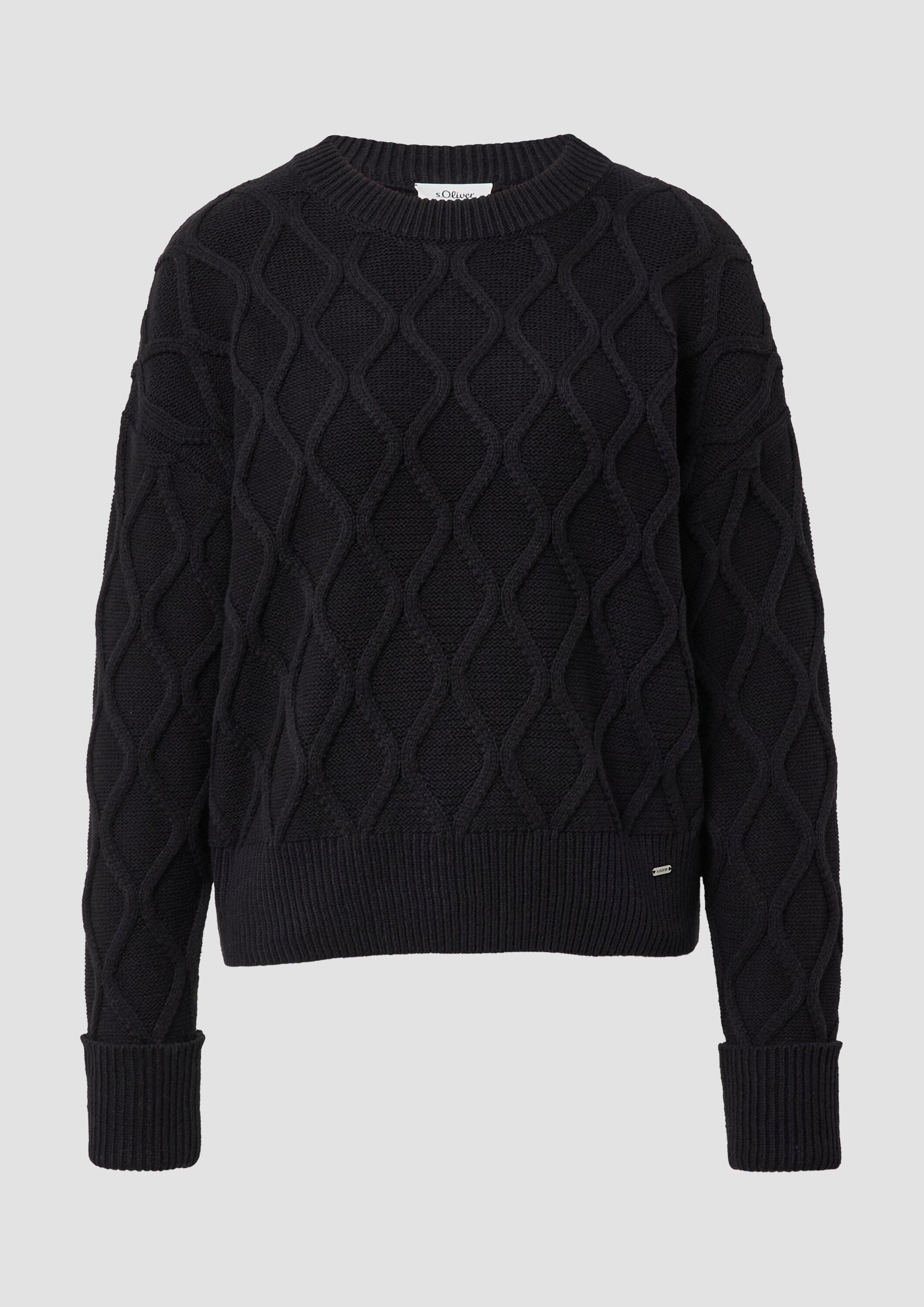 s.Oliver Longpullover Strickpullover Pullover im Relaxed Fit mit Zopfmuster