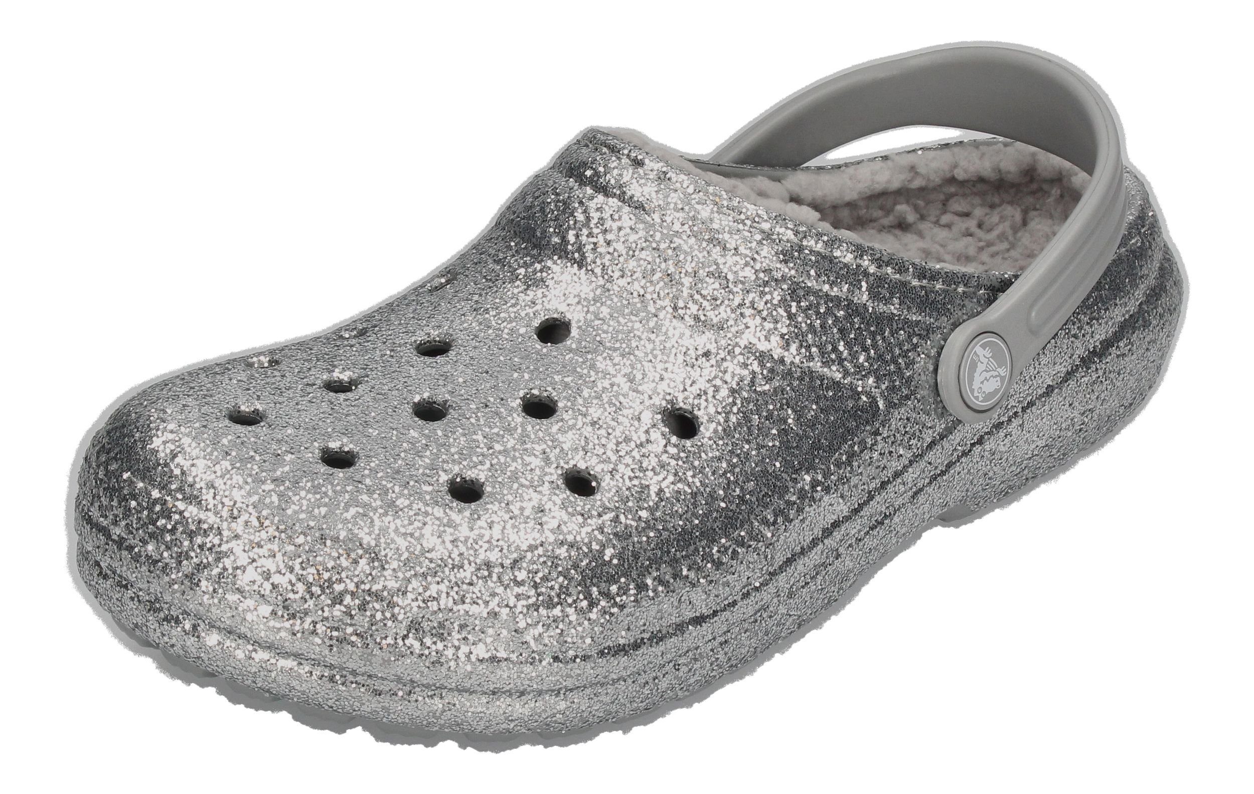 Crocs Classic Glitter Lined Clog 207462-00N Hausschuh Silver
