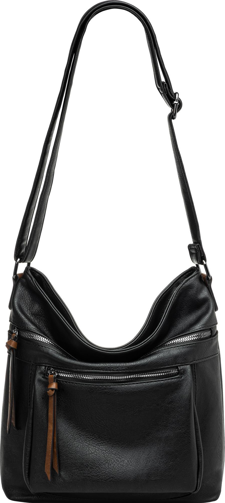 sportlich TS1070 Umhängetasche cognac Crossbody Bag / Umhängetasche Damen Caspar elegante mittelgroße schwarz