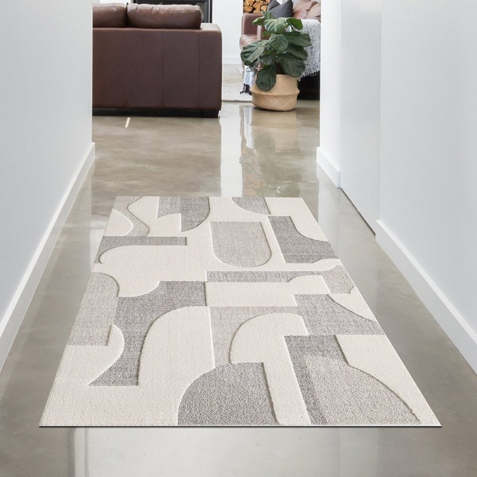 Teppich Designer Teppich Hoch- Tief Effekt, Carpetia, rechteckig, Höhe: 14  mm