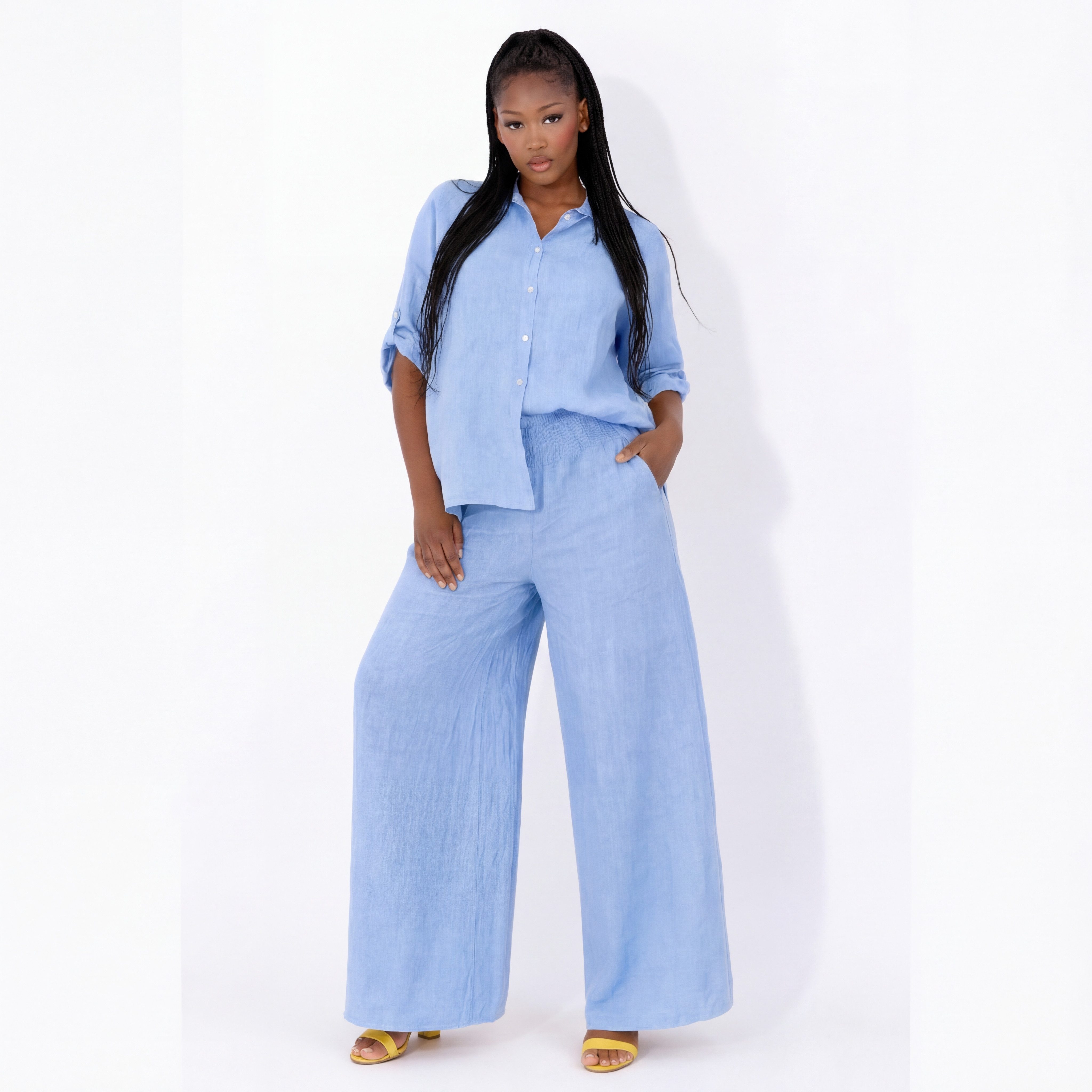 YC Fashion & Style Leinenhose mit hohem Smokbund – bequem & stylisch aus Leinen Basic