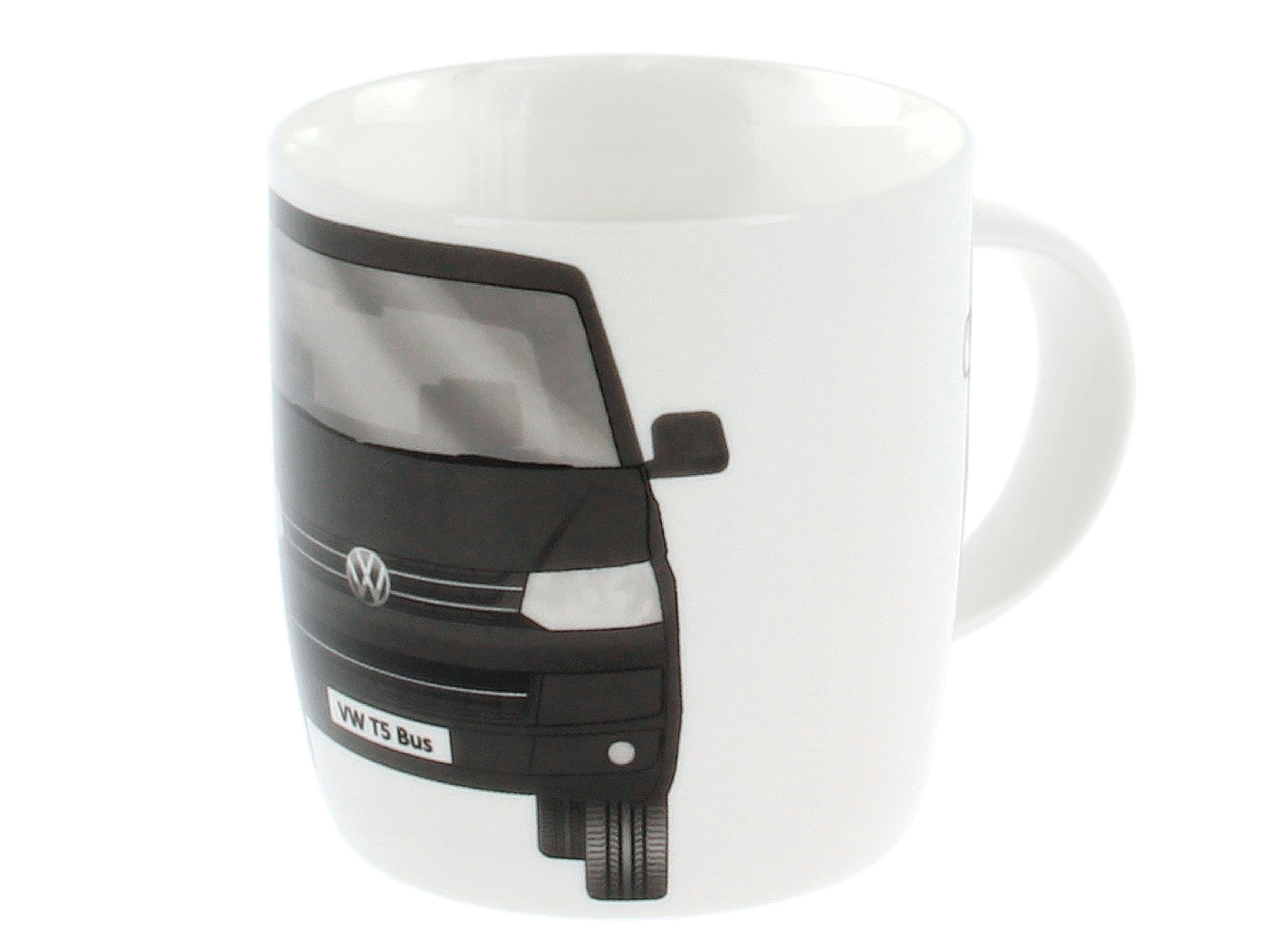 VW Collection by BRISA Tasse Volkswagen Große Kaffeetasse aus Keramik im T5 Design, 1-tlg., New Bone China, weißer Becher, 370ml
