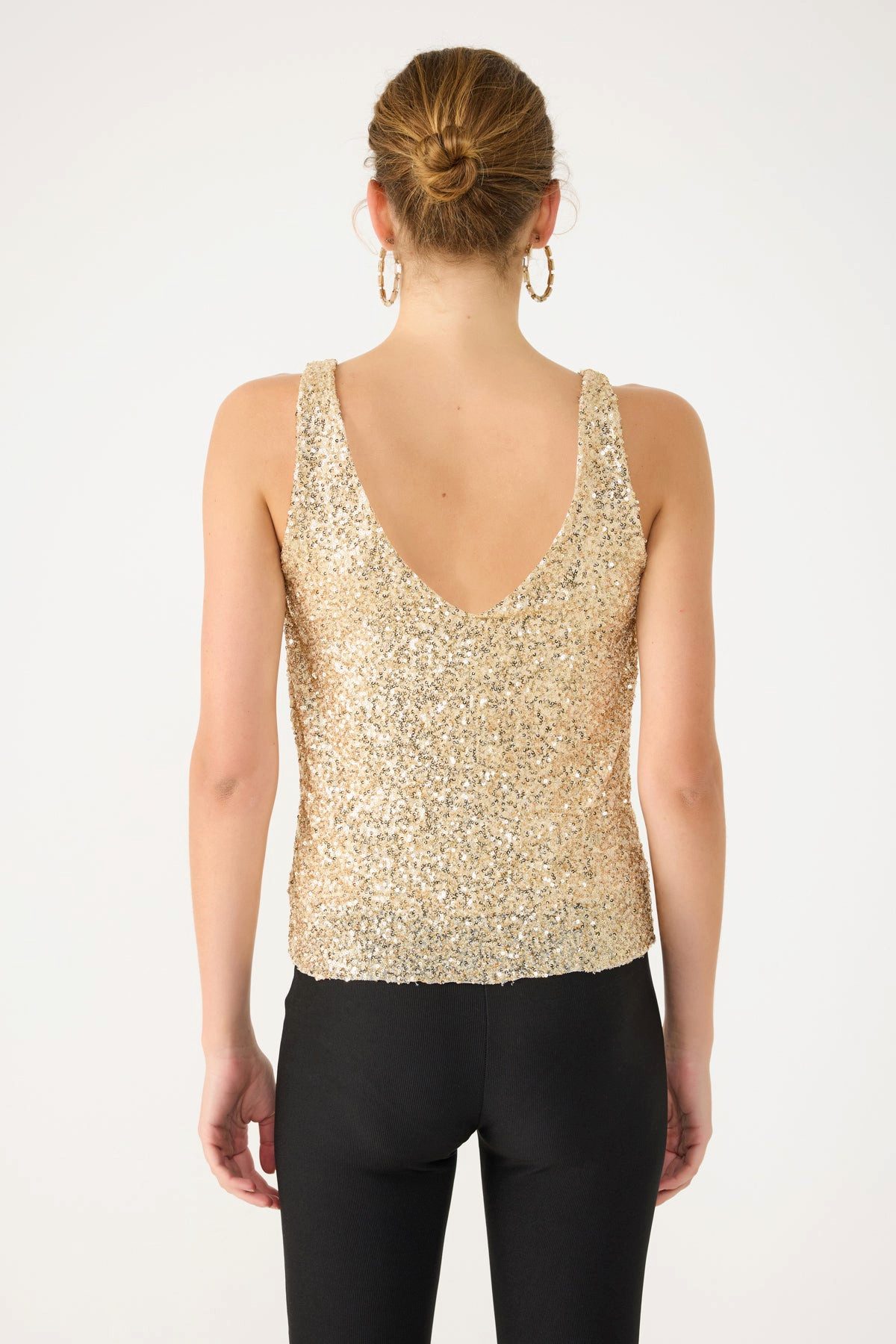 No Matter What Blusentop Paillettenbesetzte Bluse mit V-Ausschnitt